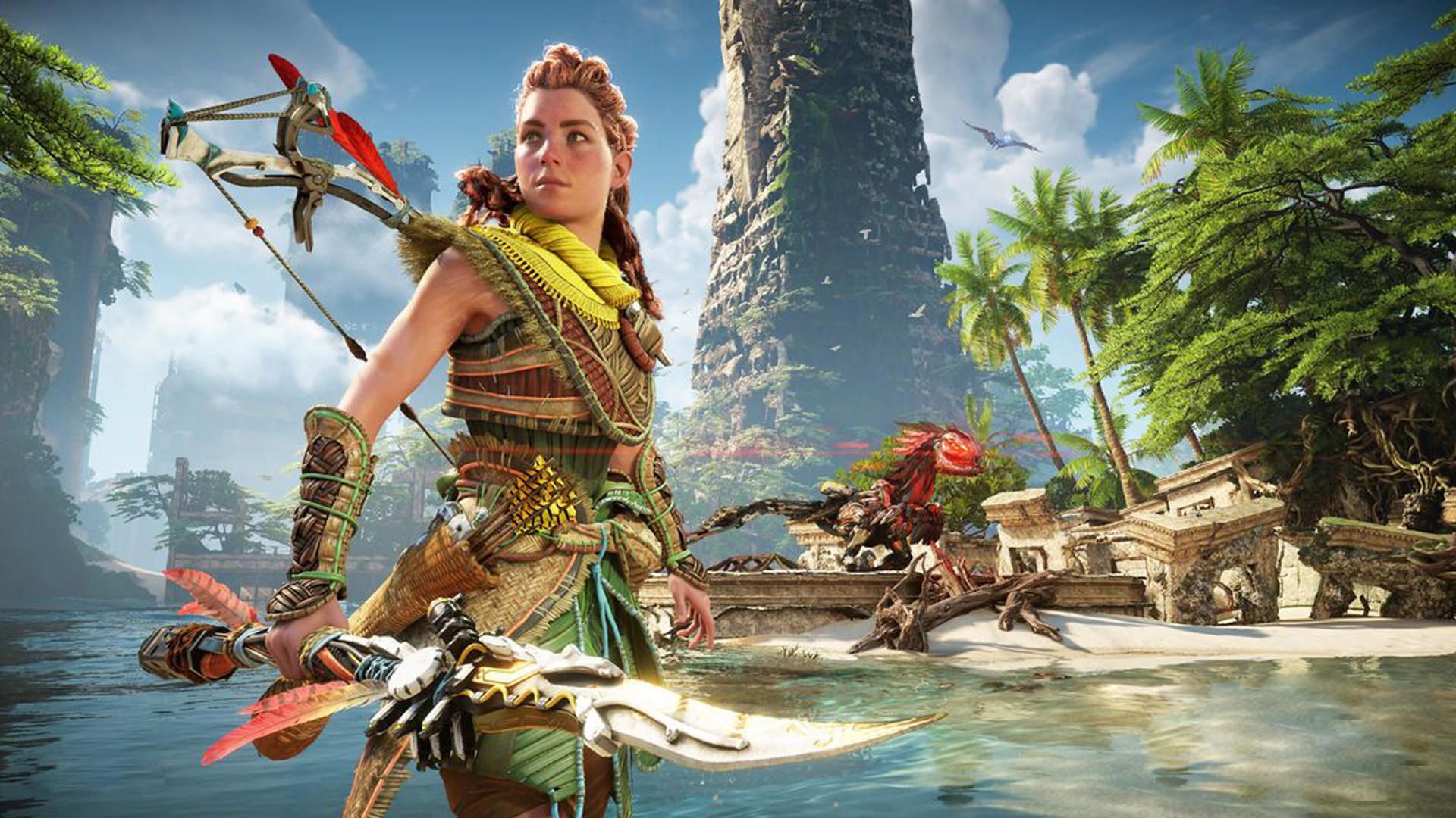 الوی با سلاحی در دست در بازی Horizon Forbidden West (هورایزن فوربیدن وست)