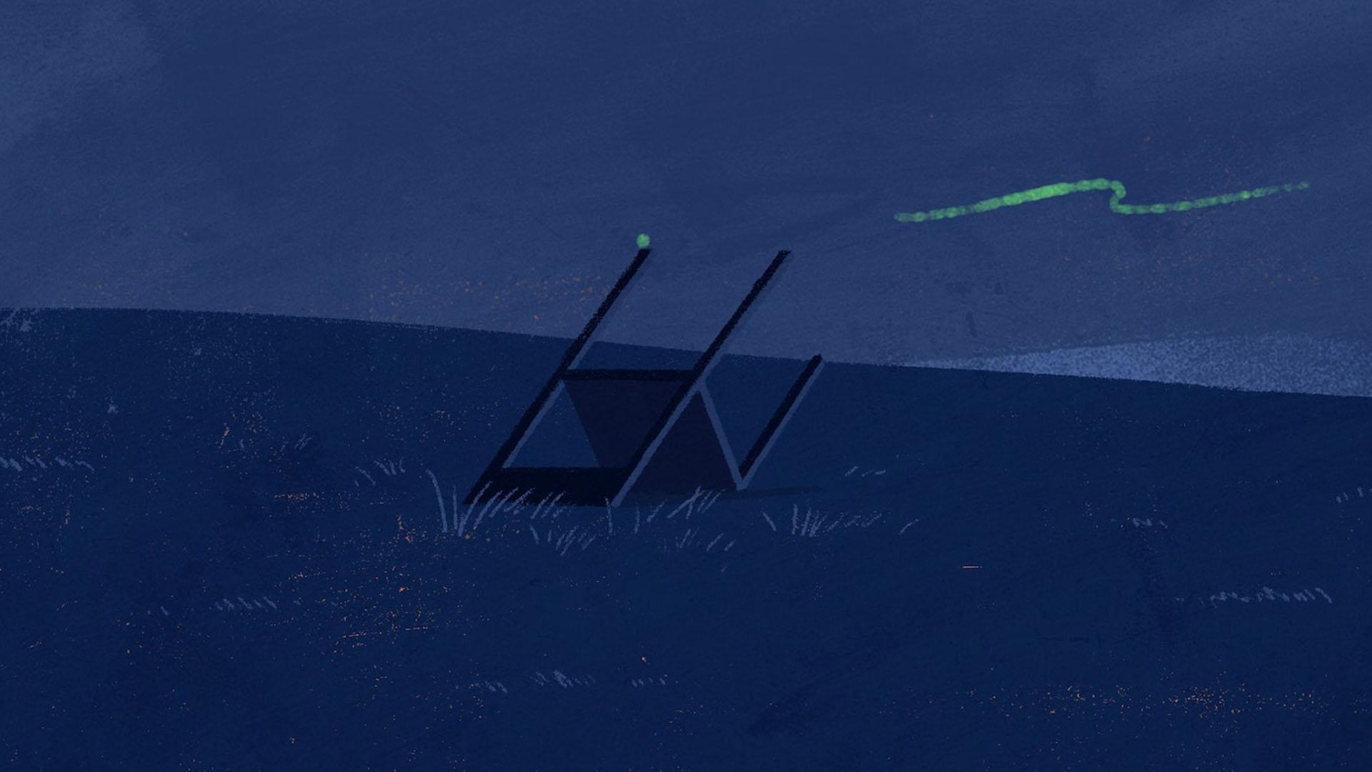 در انیمیشن کوتاه Isle of Chair یک صندلی چوبی روی زمین افتاده است