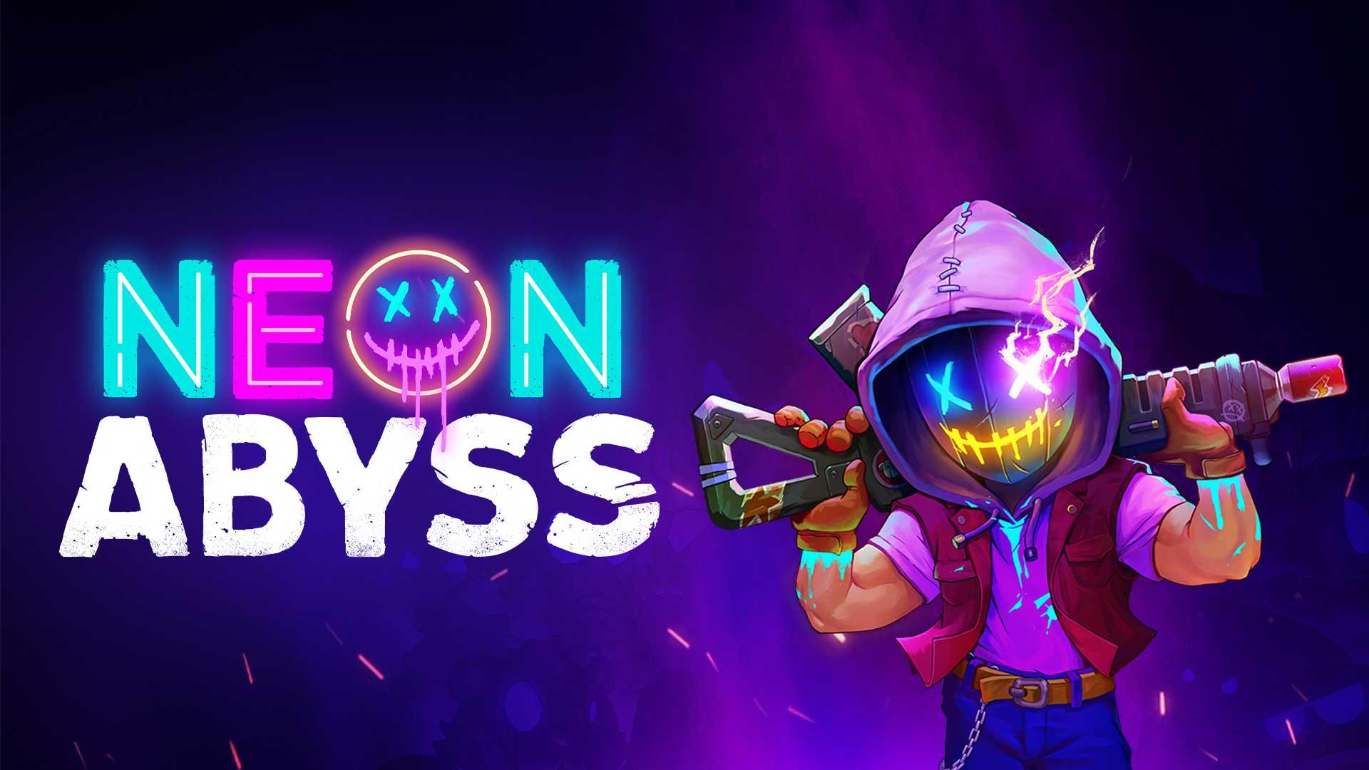 بازی Neon Abyss و شخصیت با لباس بنفش و ظاهر عجیب