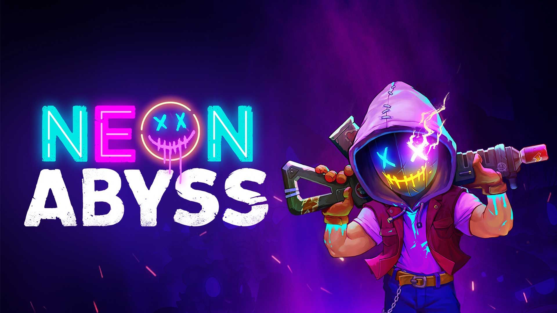 بازی Neon Abyss و شخصیت با لباس بنفش و ظاهر عجیب
