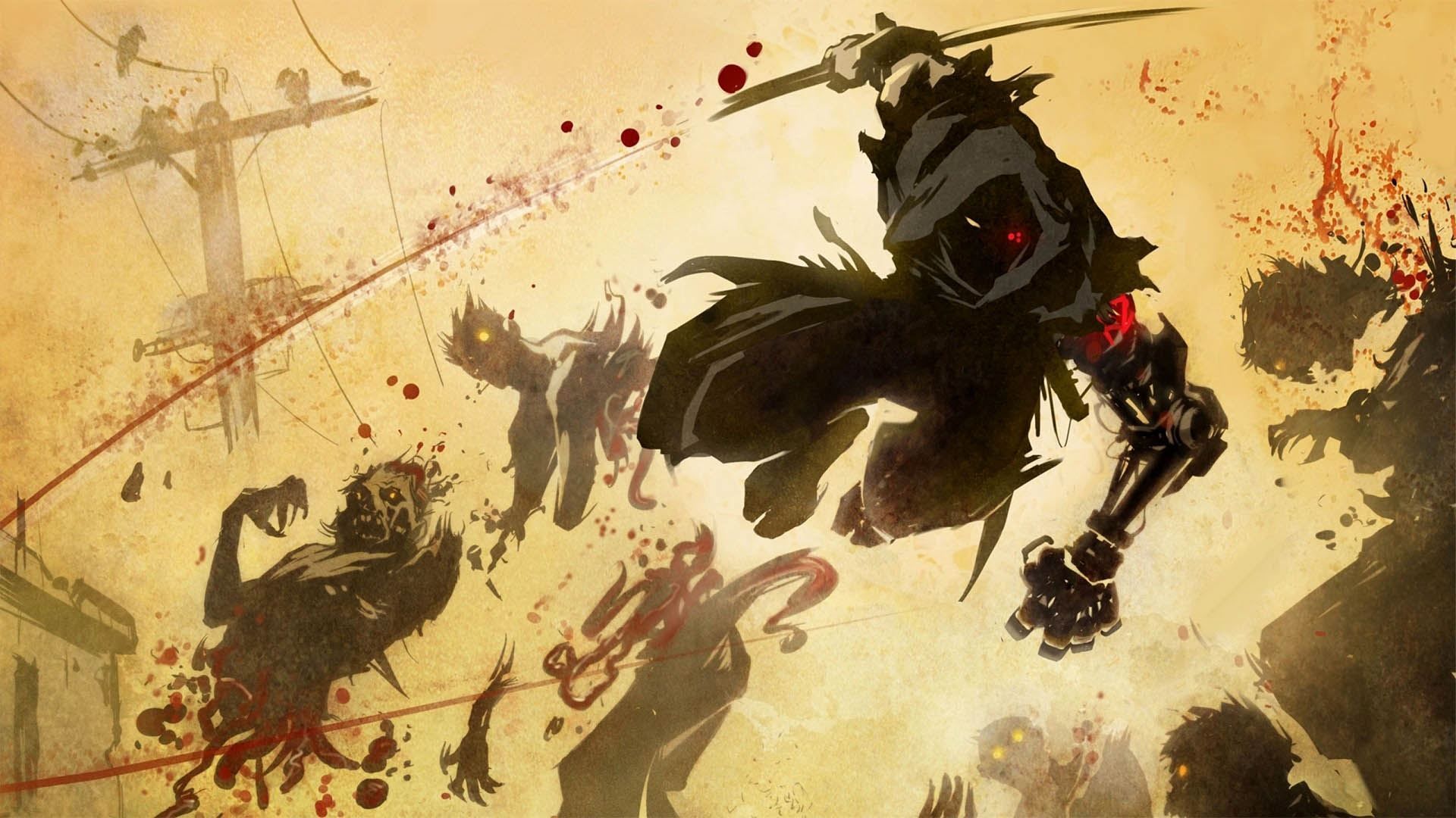 یایبا در حال کشتن زامبی‌ها در بازی Yaiba: Ninja Gaiden Z