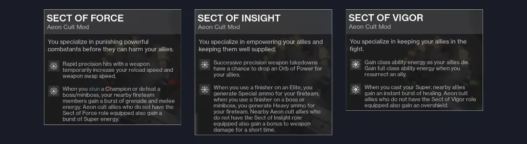 مادهای فرقه‌ Aeon از بازی Destiny 2