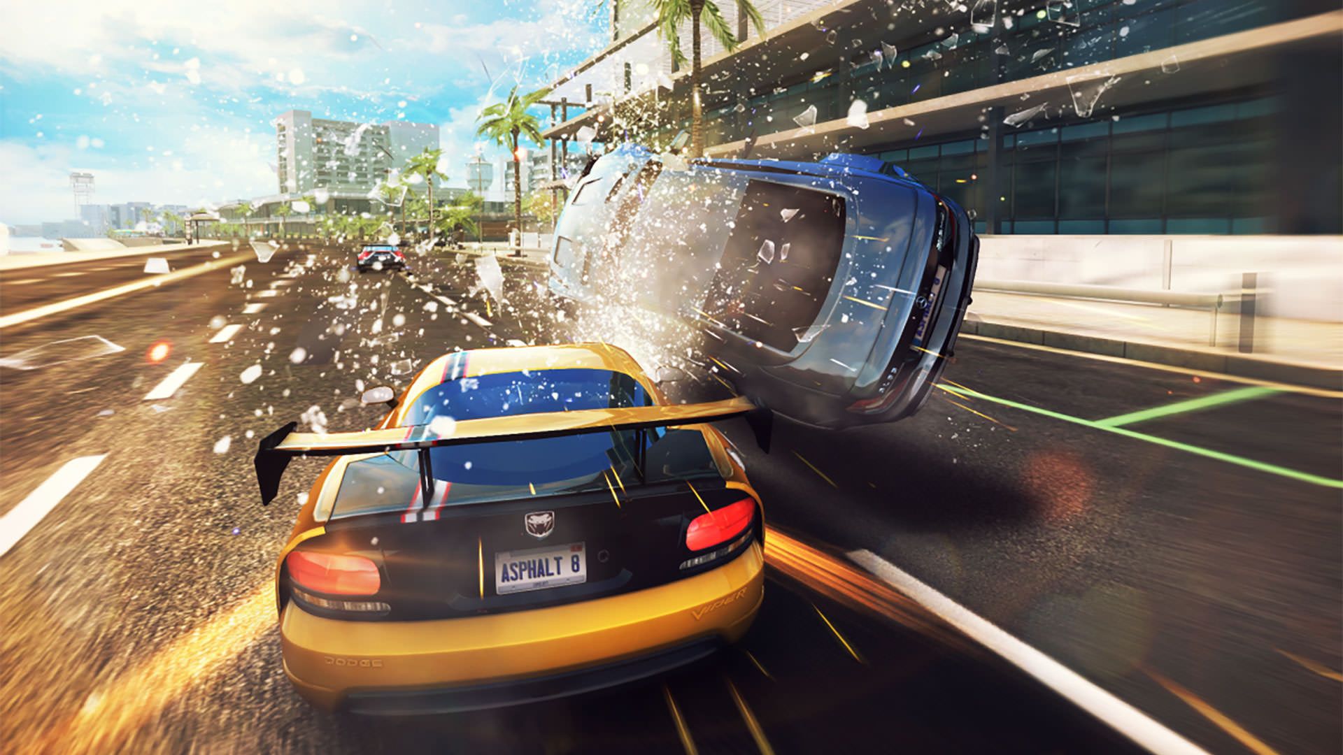 تصادف دو ماشین در بازی اندروید Asphalt 8