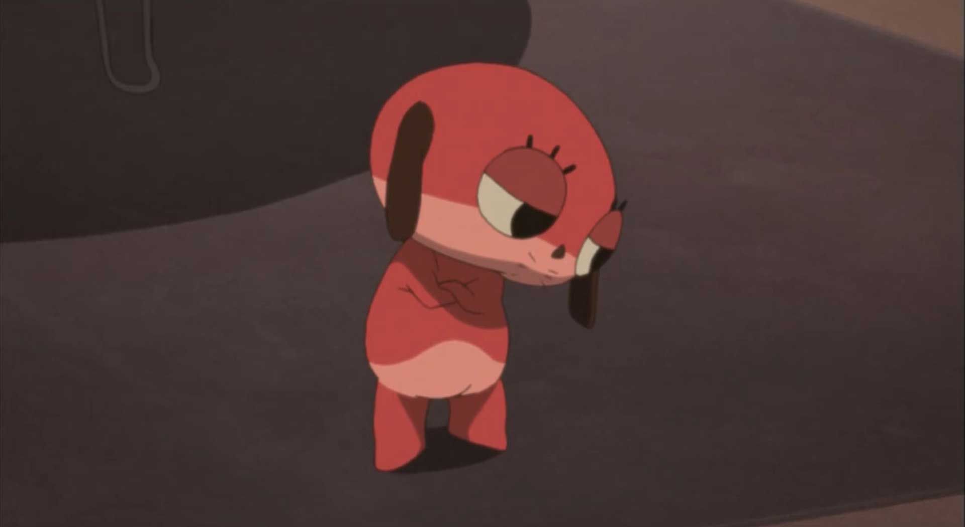 چهره غمگین عروسک صورتی و بامزه در انیمه Paranoia Agent ساتوشی کن