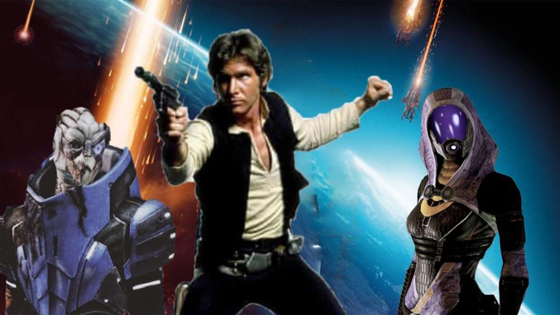 هان سولو از مجموعه Star Wars در کنار شخصیت‌های Mass Effect