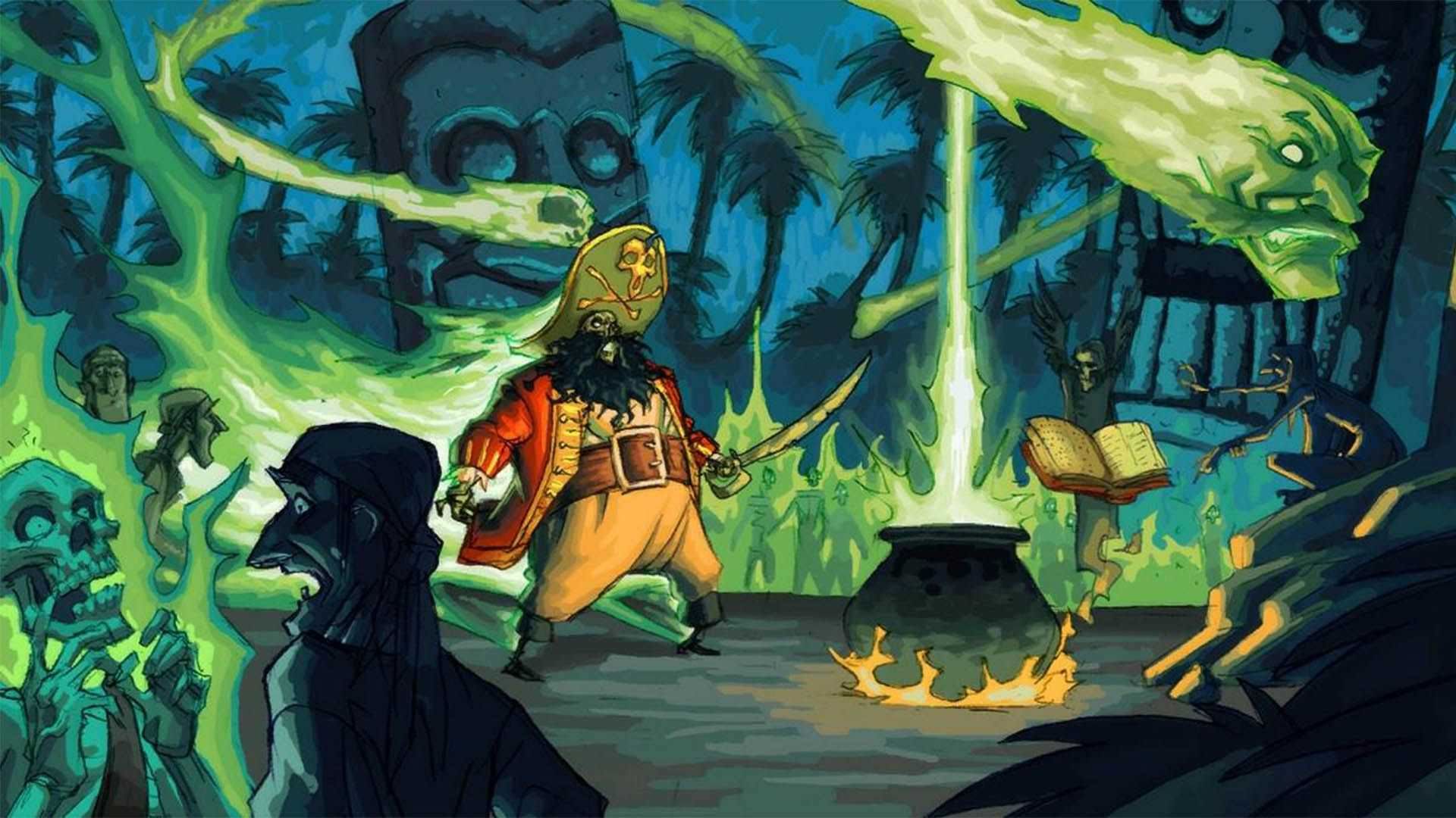 لی‌چاک و اسکلت‌ها در انیمیشن سینمایی The Curse of Monkey Island