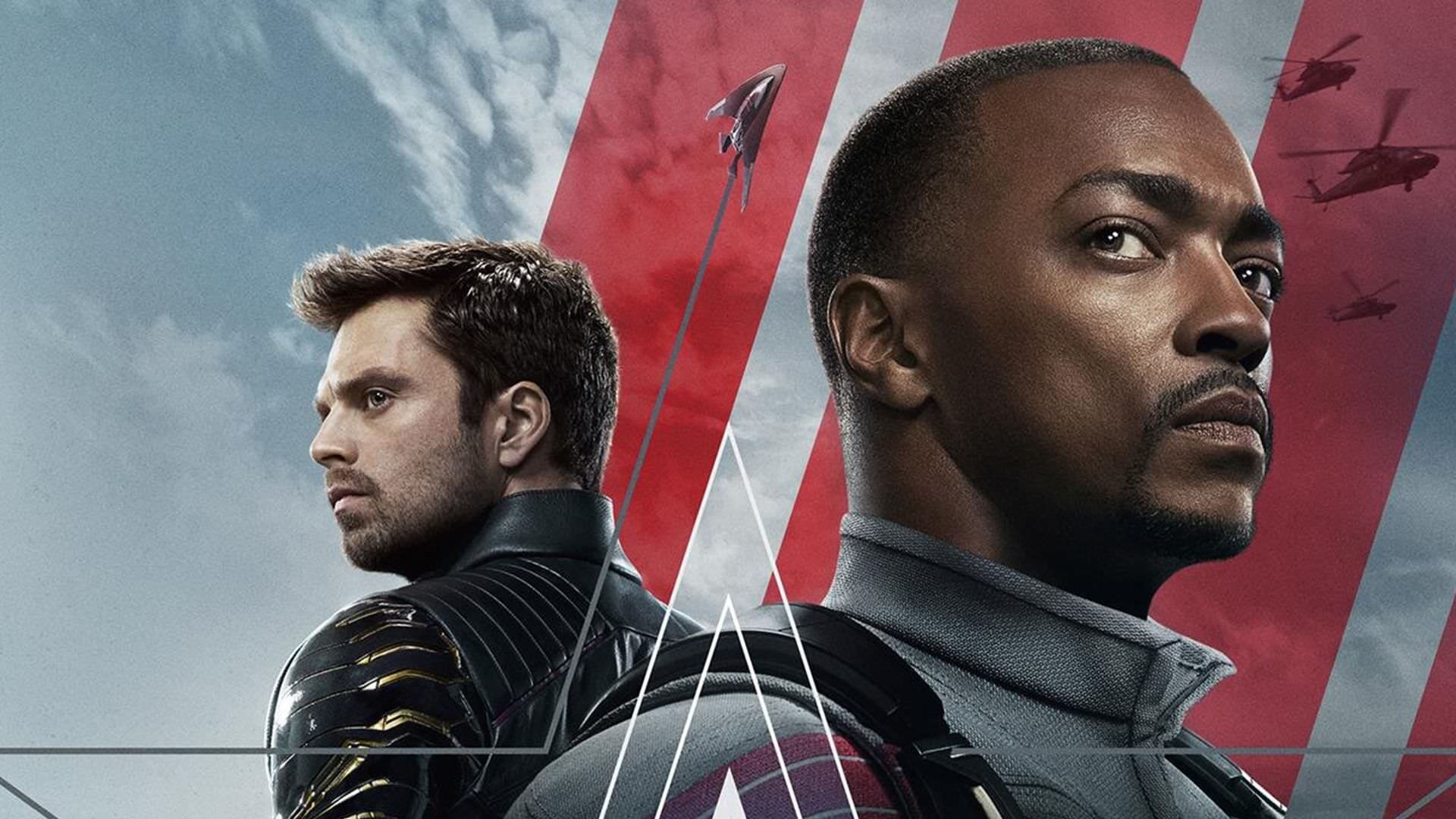 آنتونی مکی و سباستین استن روی پوستر سوپر بول سریال The Falcon And The Winter Soldier