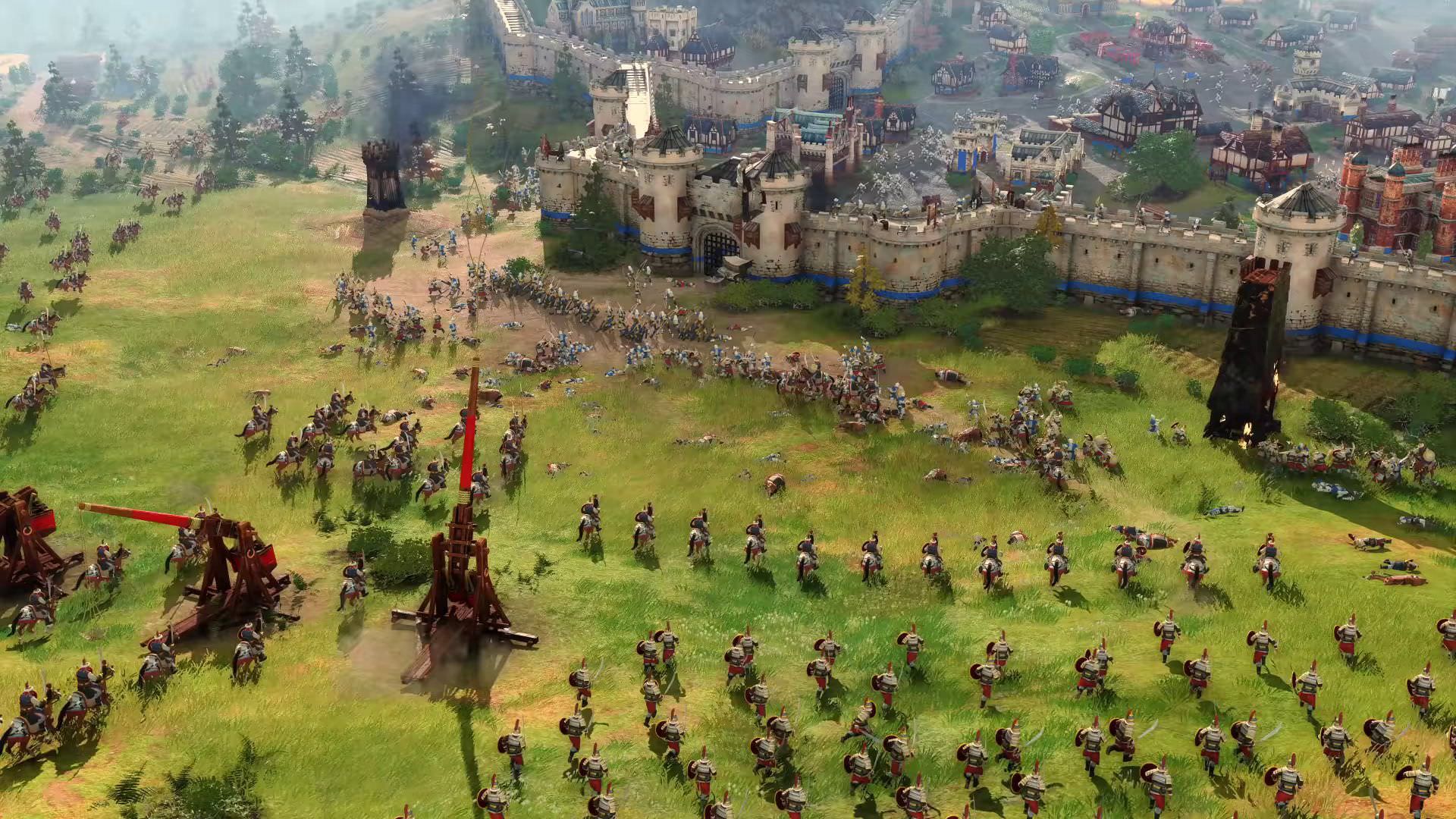 میدان نبرد و حمله نیروهای دشمن به قلعه در بازی Age of Empires IV