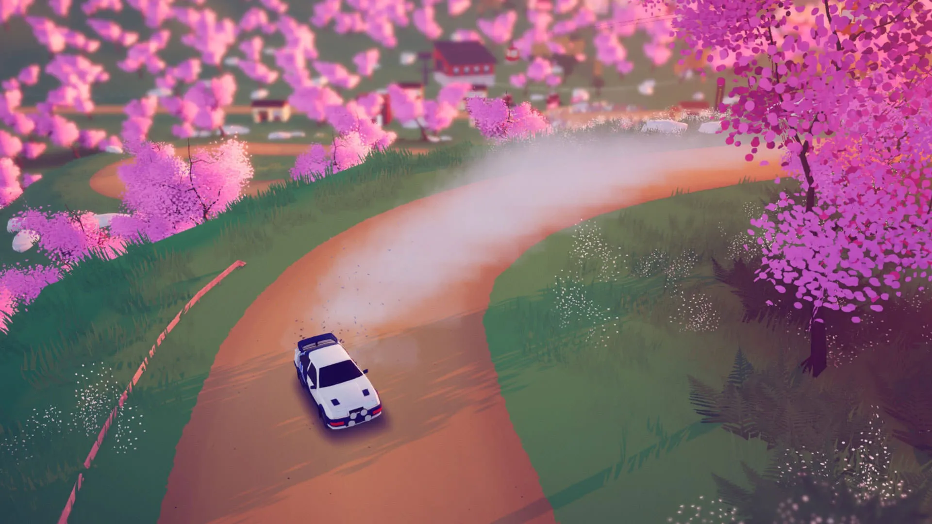 ماشینی در بازی Art of Rally در محیطی رنگی