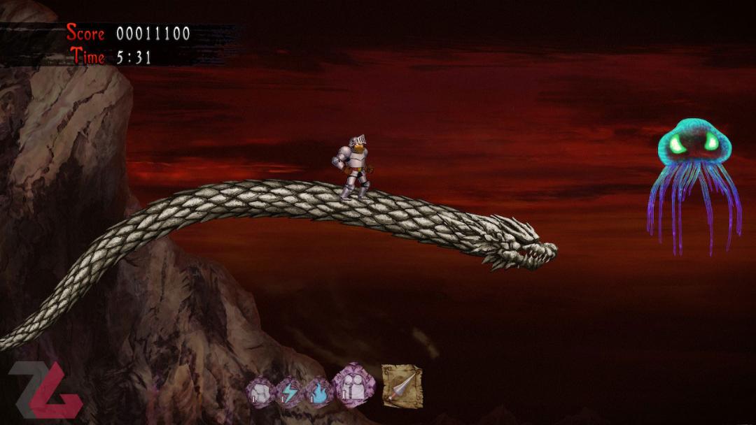 آرتور سوار یک درگن در Ghosts 'n Goblins Resurrection