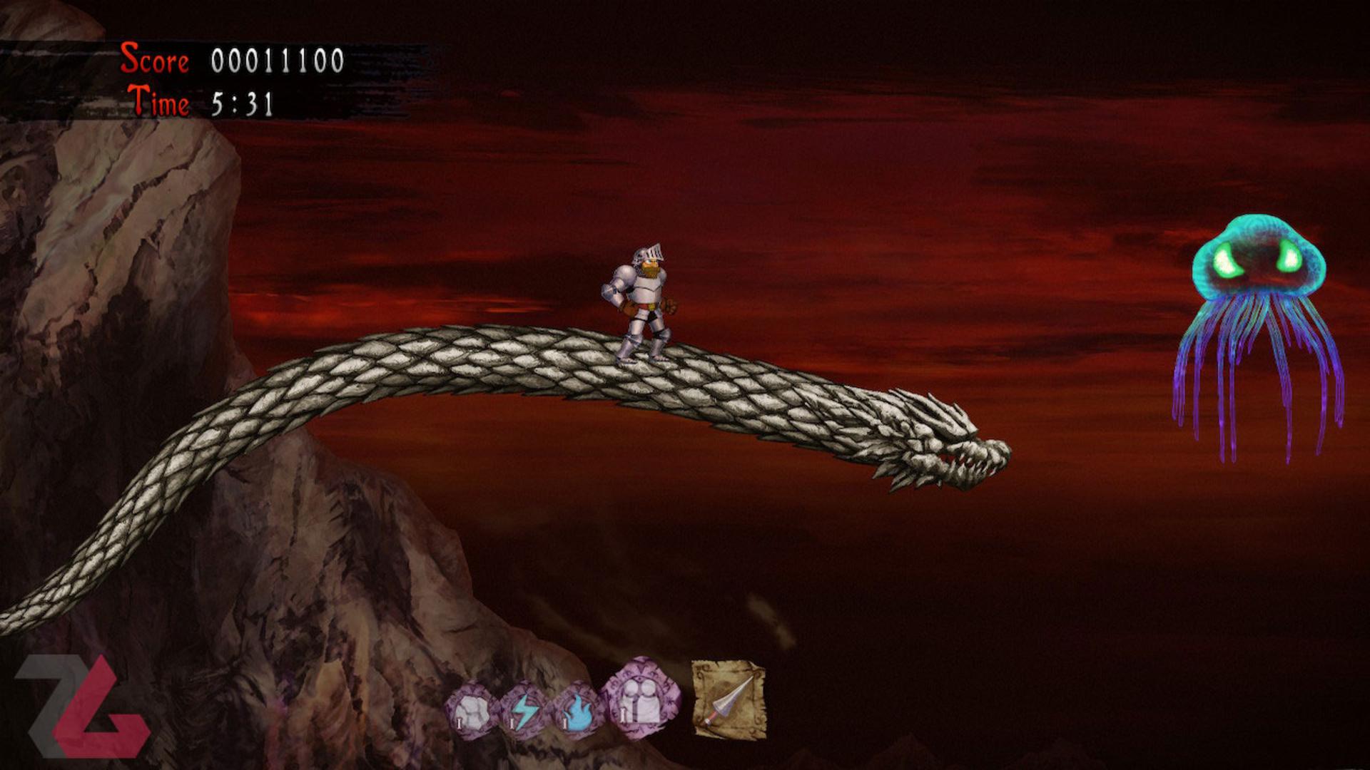 آرتور سوار یک درگن در Ghosts 'n Goblins Resurrection