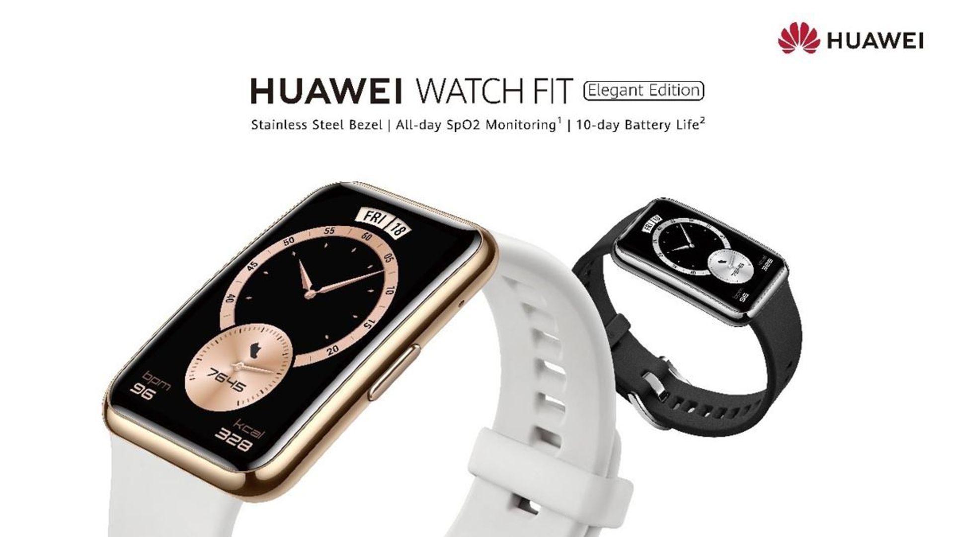 هواوی واچ فیت در دو رنگ مشکلی و سفید Watch Fit Elegant Edition