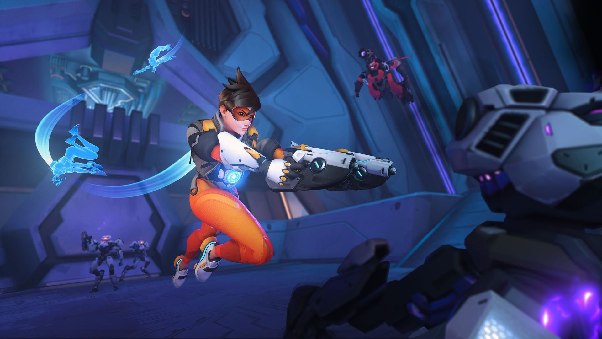 مبارزه یکی از کاراکترهای بازی Overwatch 2 با ربات های بازی