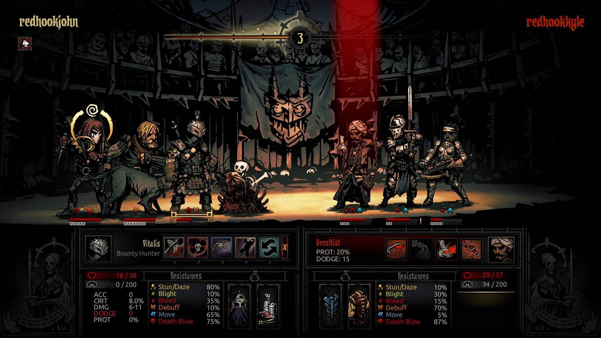 نمایی از گیم پلی بازی Darkest Dungeon