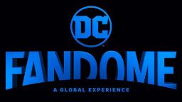 لوگوی رویداد مجازی DC FanDome روی یک صفحه مشکی رنگ