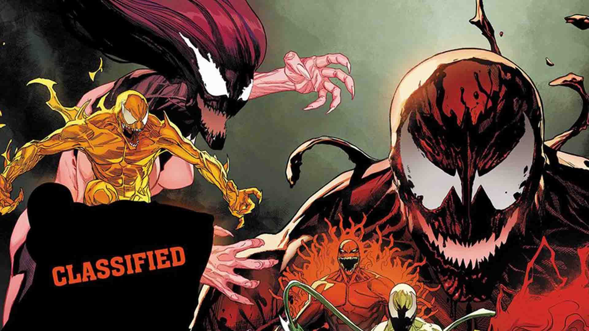 شخصیت کارنیج به همراه فیج، اگنی، رایت و سیمبیوت‌های دیگر در سری کتاب کمیک Extreme Carnage Alpha