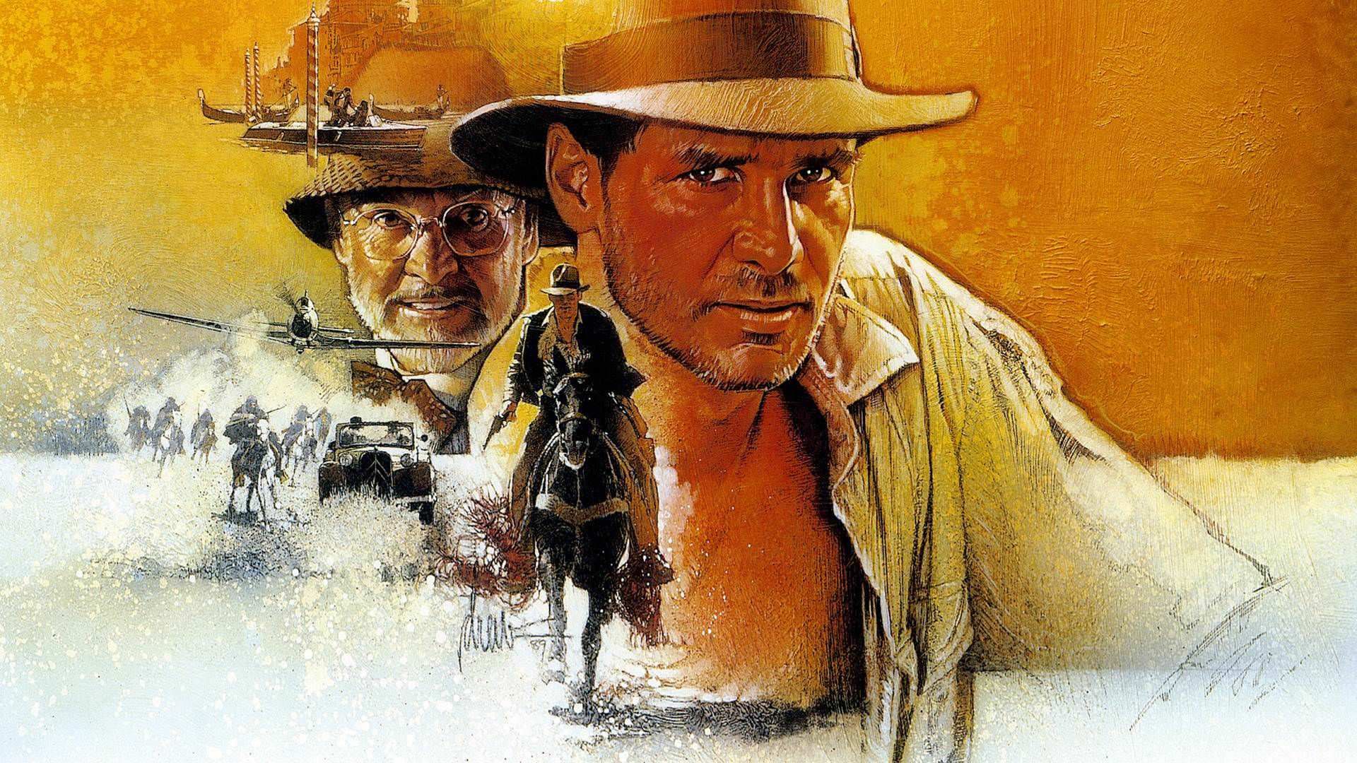 هریسون فورد در نقش ایندیانا جونز و جان ریس-دیویس در پوستر Indiana Jones 