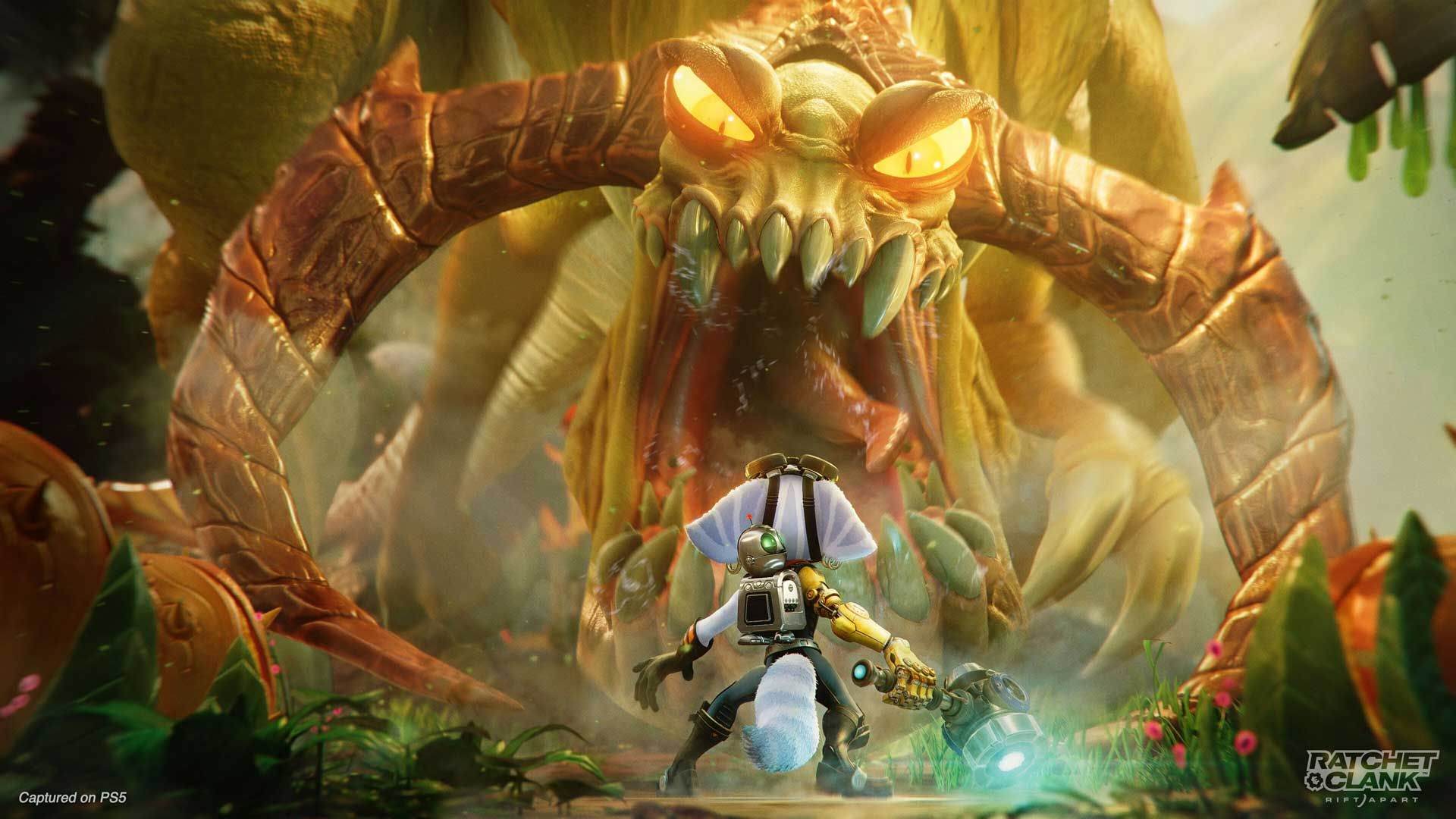 ریوت در مقابل هیولا شاخ دار بزرگ رچت و کلنک ریفت اپارت، بازی انحصاری پلی استیشن 5 سونی