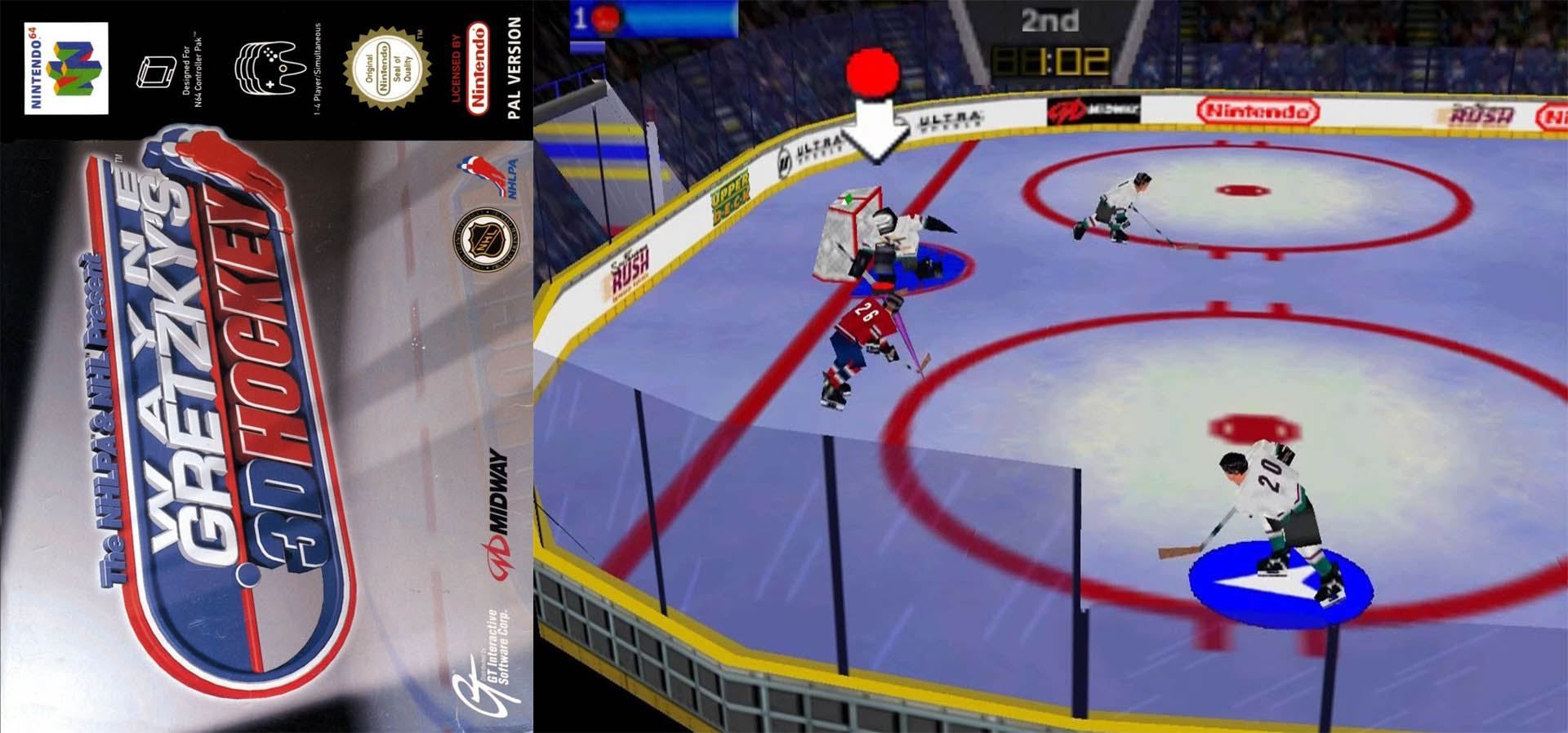 بازی Wayne Gretzky's 3D Hockey برای نینتندو 64 و کارتریج آن