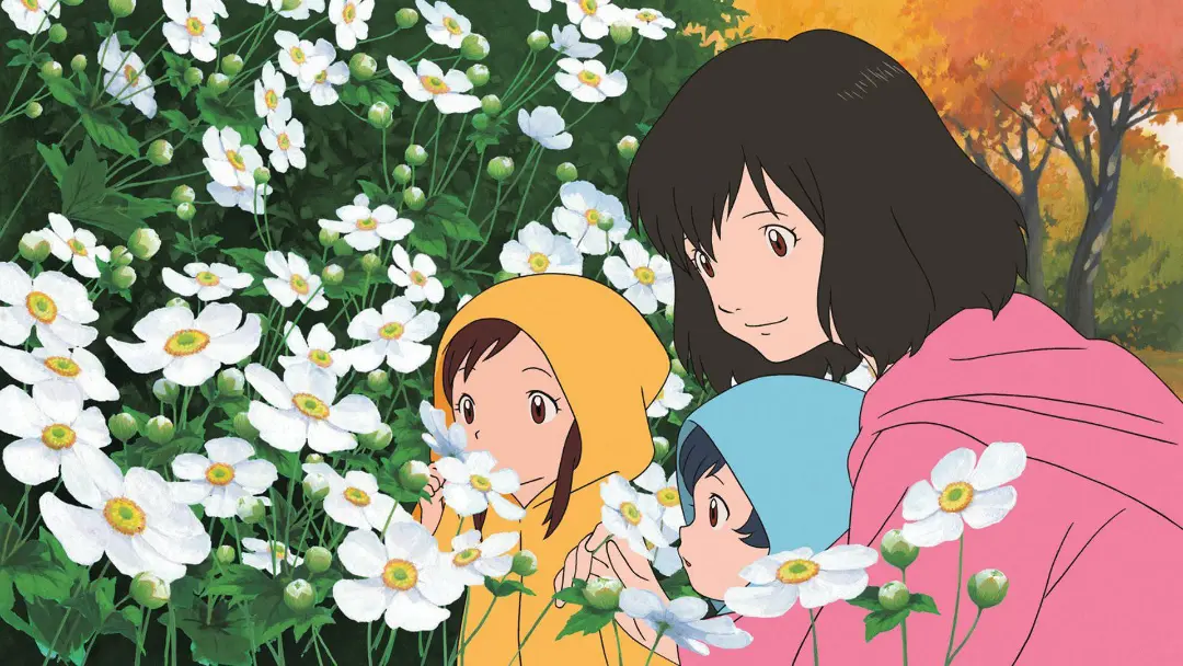 هانا، آمه و یوکی در طبیعت چشم نواز انیمه Wolf Children