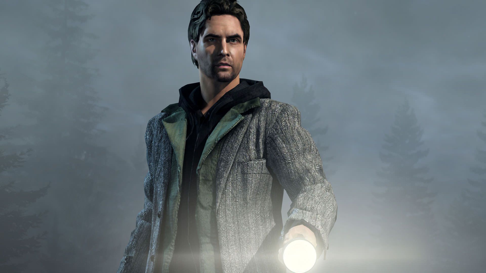 الن ویک با چراغ قوه در بازی Alan Wake