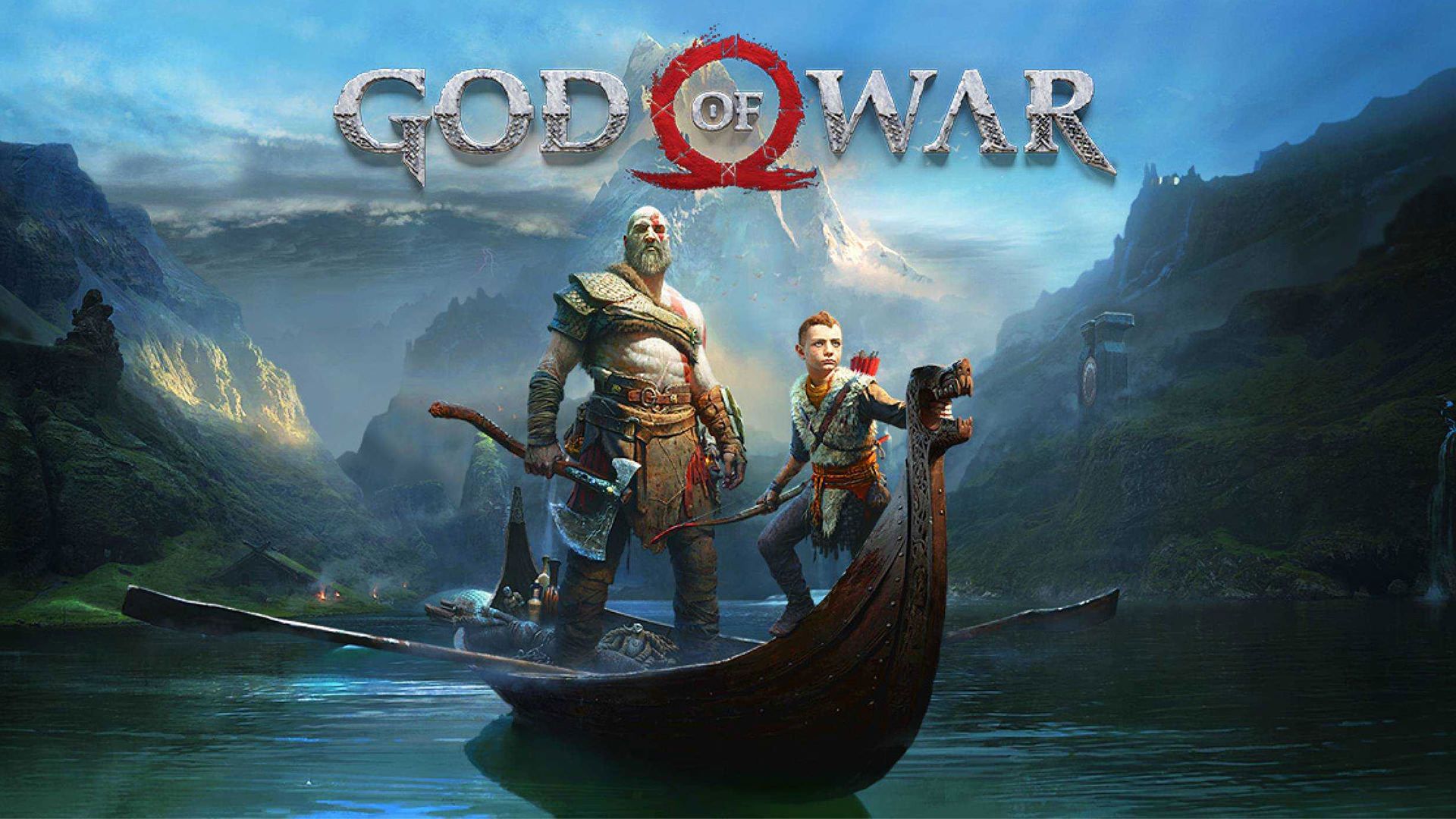 کریتوس و آترئوس مشغول سفر با کشتی در بازی God of War