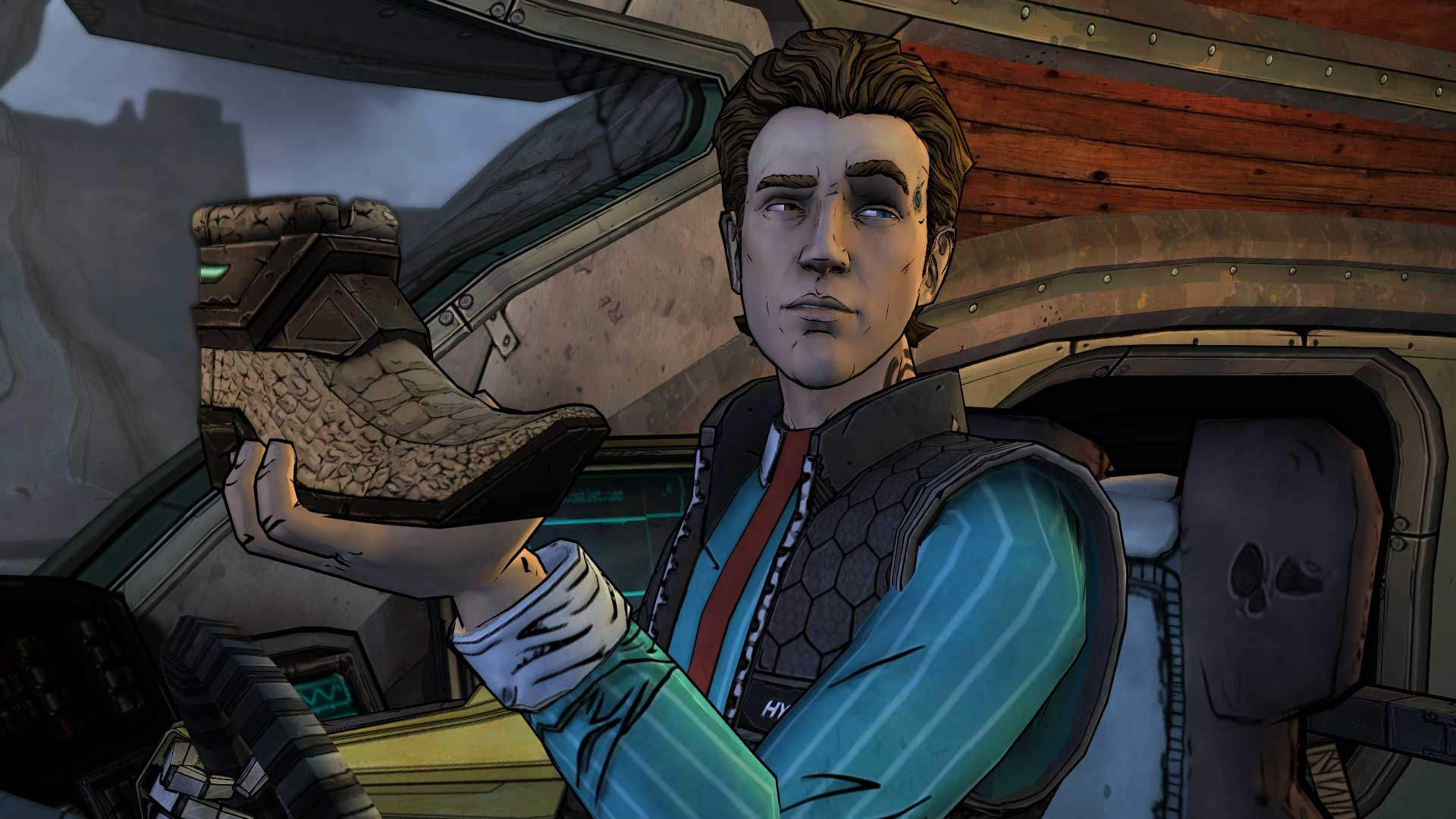 شخصیت در حال نگه داشتن یک کفش در بازی Tales from the Borderlands تل تیل گیمز