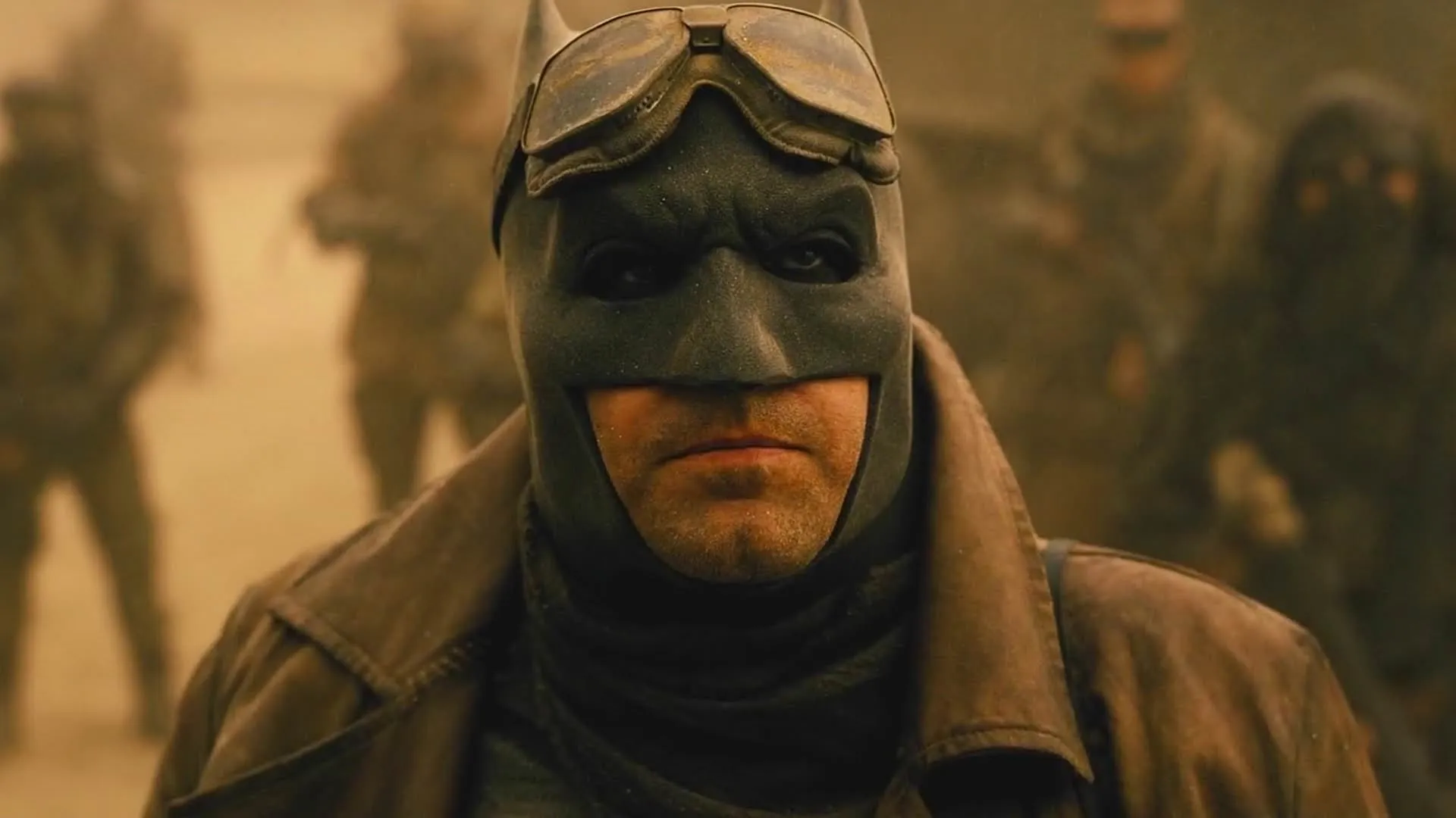 بن افلک در نقش بتمن در صحنه Knightmare فیلم Batman v Superman: Dawn of Justice