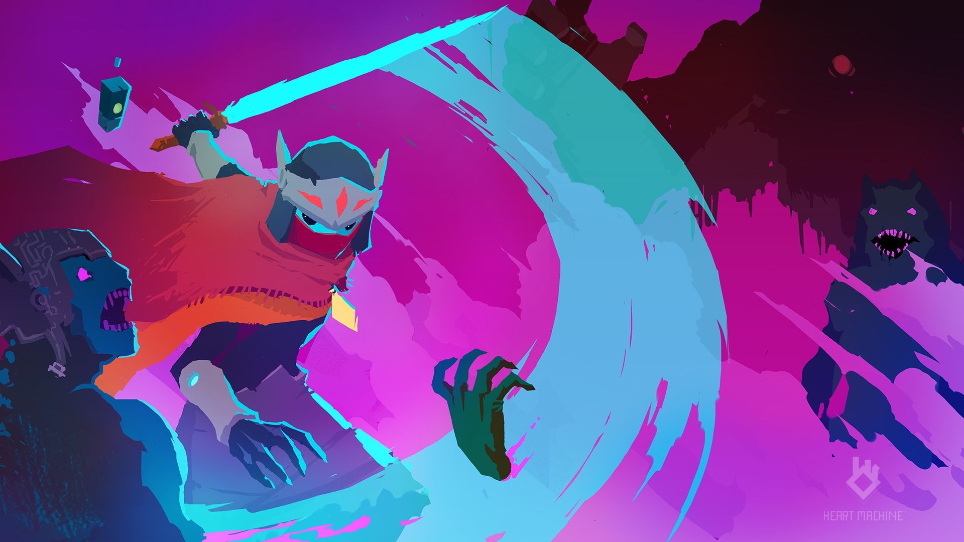 شخصیت اصلی بازی Hyper Light Drifter در حال کشتن دشمن
