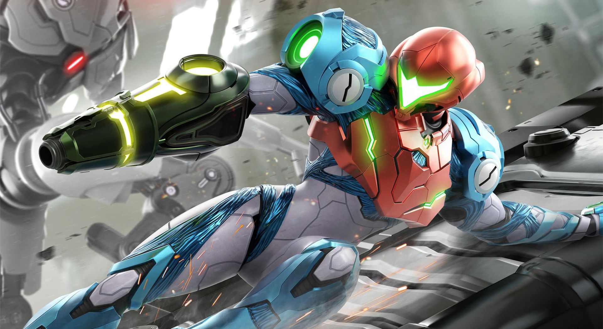 Samus در حال لیز خوردن در بازی Metroid Dread شرکت نینتندو