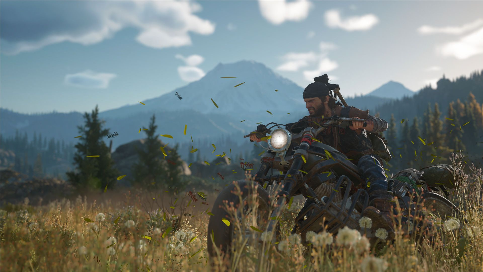 شخصیت اصلی Days Gone در حال موتورسواری در محیط بازی
