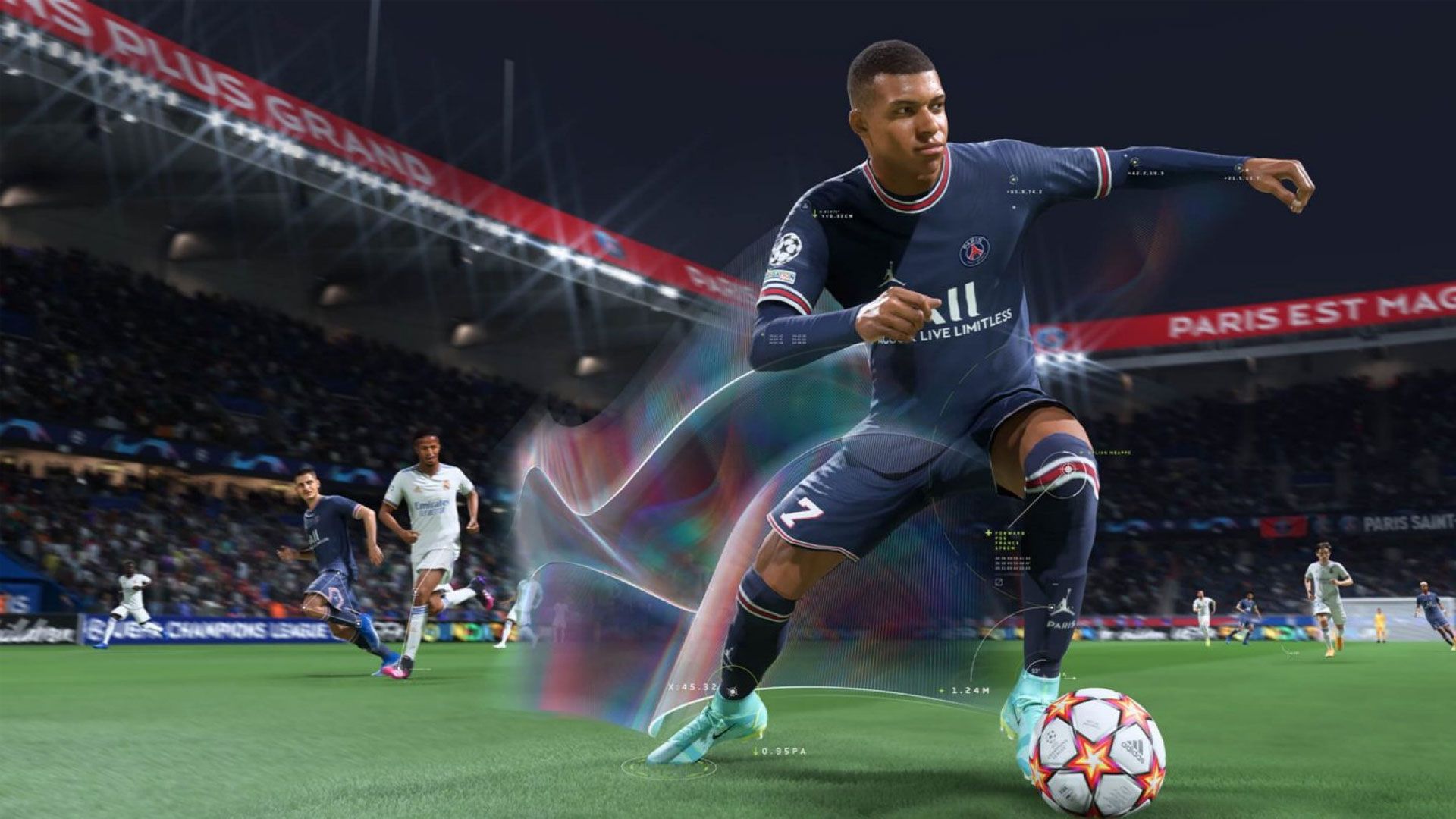 امباپه پا به توپ در بازی FIFA 22 شرکت EA