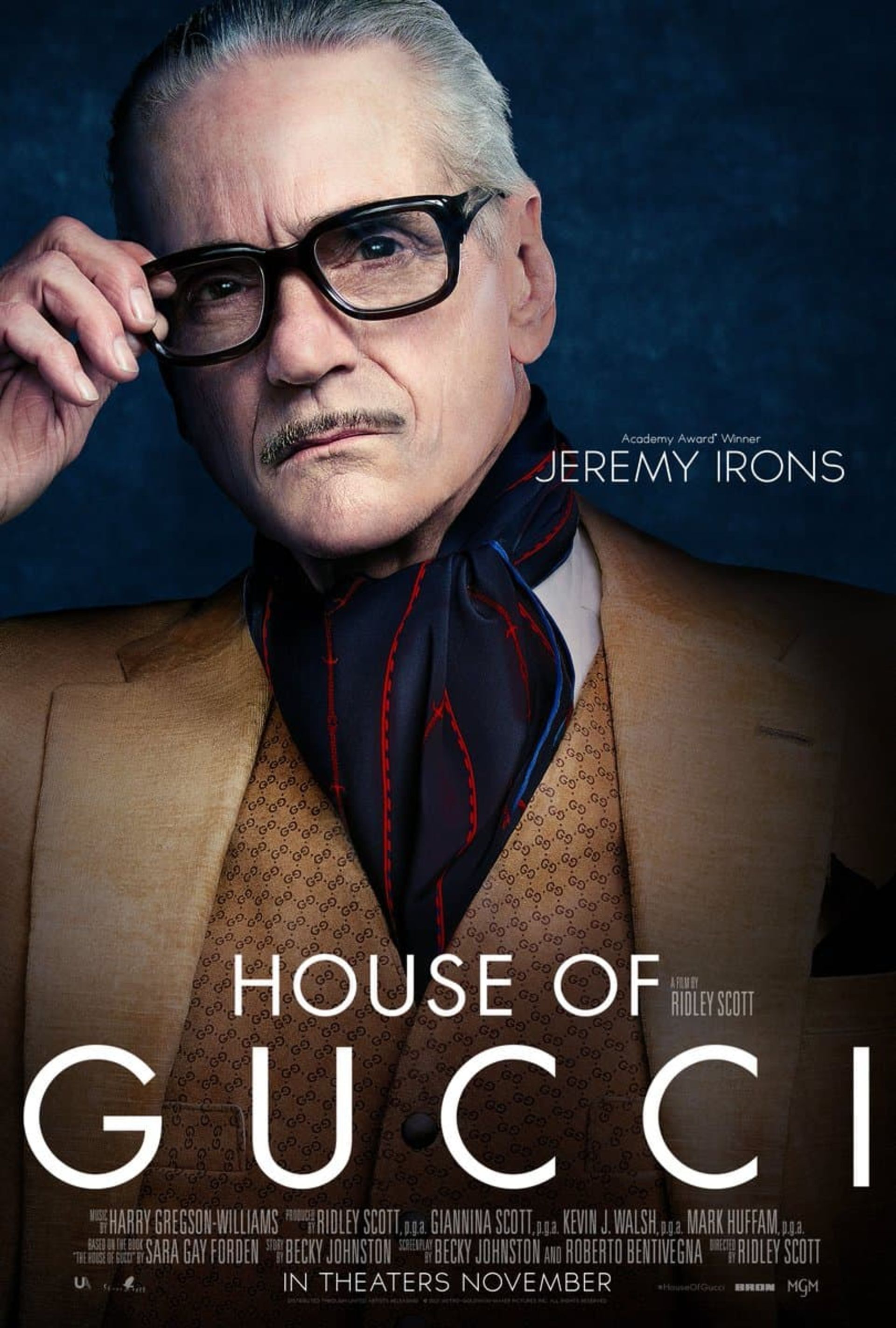 جرمی آیرونز در پوستر شخصیت فیلم House of Gucci