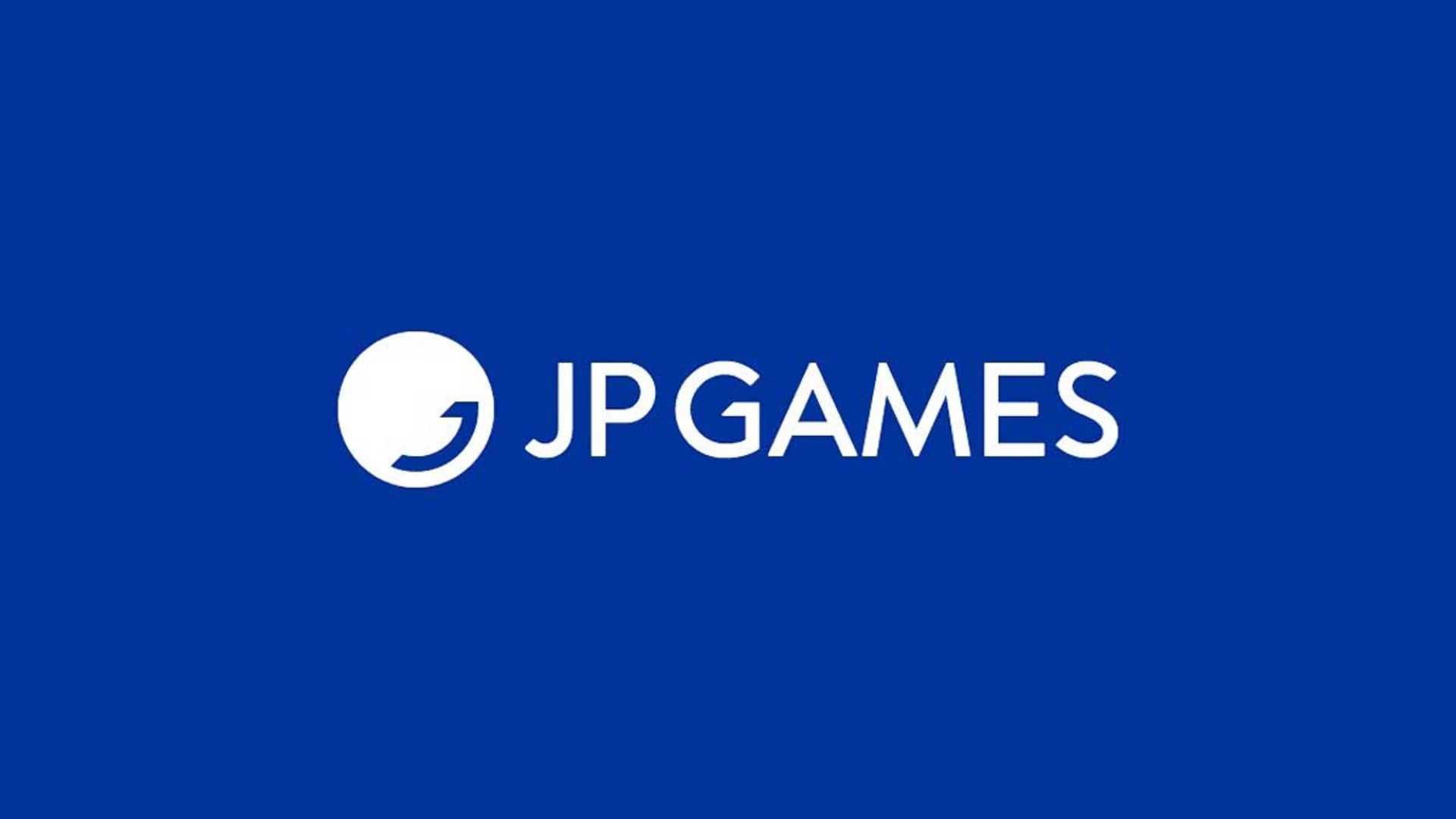 استودیو JP Games هاجیمه تاباتا با لوگو سفید روی پس زمینه آبی