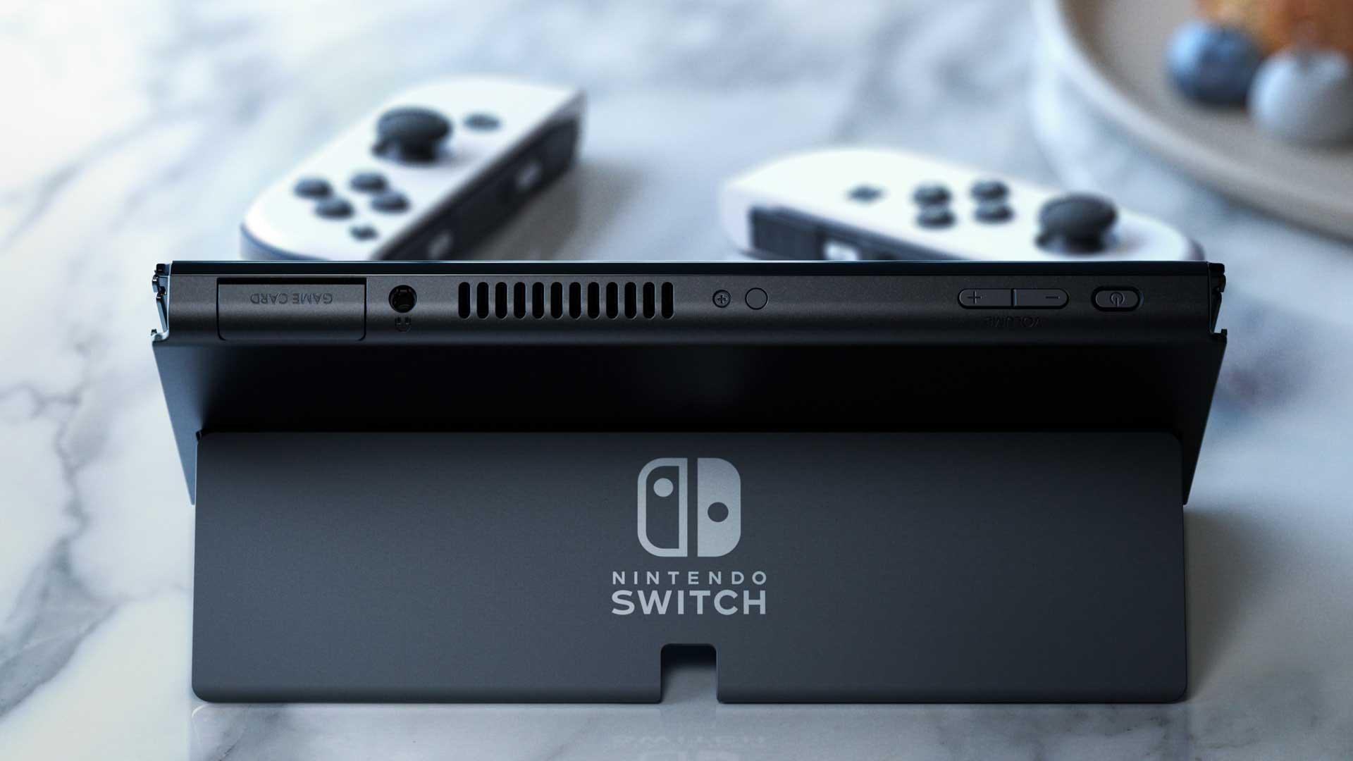 تصویر مدل OLED کنسول نینتندو سوییچ با رنگ سیاه و سفید