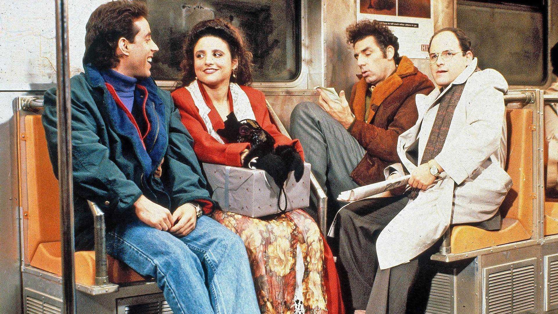 شخصیت های سریال seinfeld در حال صحبت کردن در اتوبوس