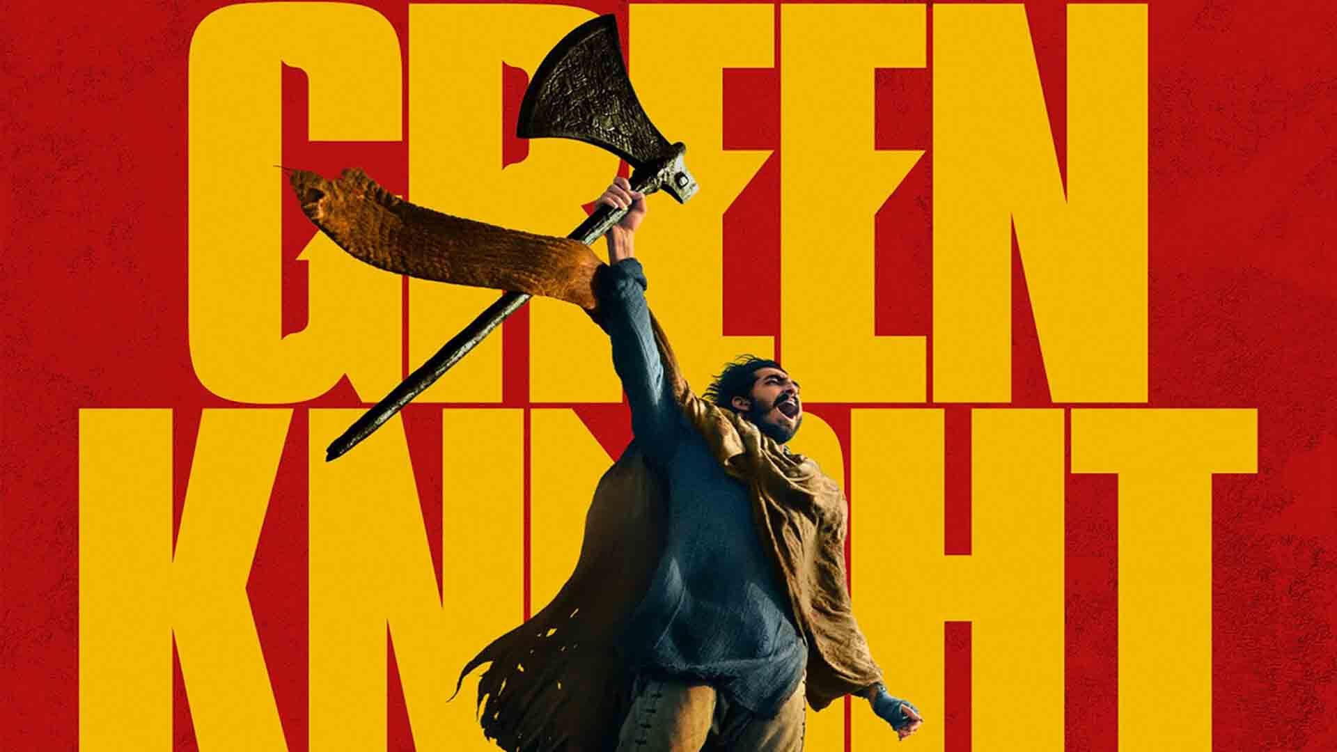 دو پاتل به همراه تبر بزرگ روی پوستر فیلم The Green Knight