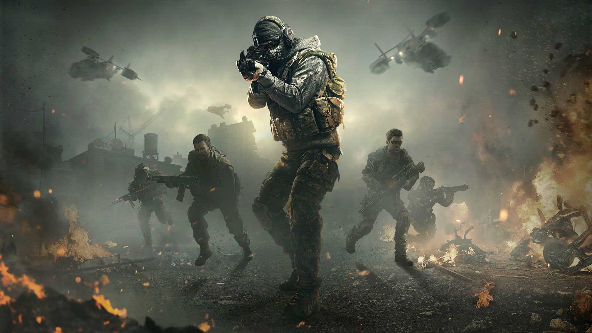 سربازها در حال شلیک و نشانه گیری وسط شلوغی میدان جنگ مجموعه بازی Call of Duty شرکت اکتیویژن