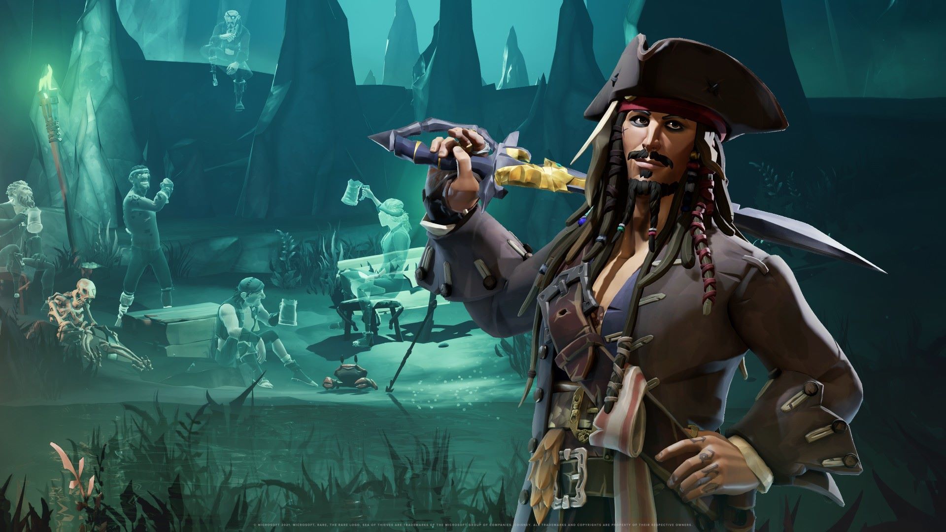 کاپیتان جک اسپارو در کاور آپدیت بازی Sea of Thieves