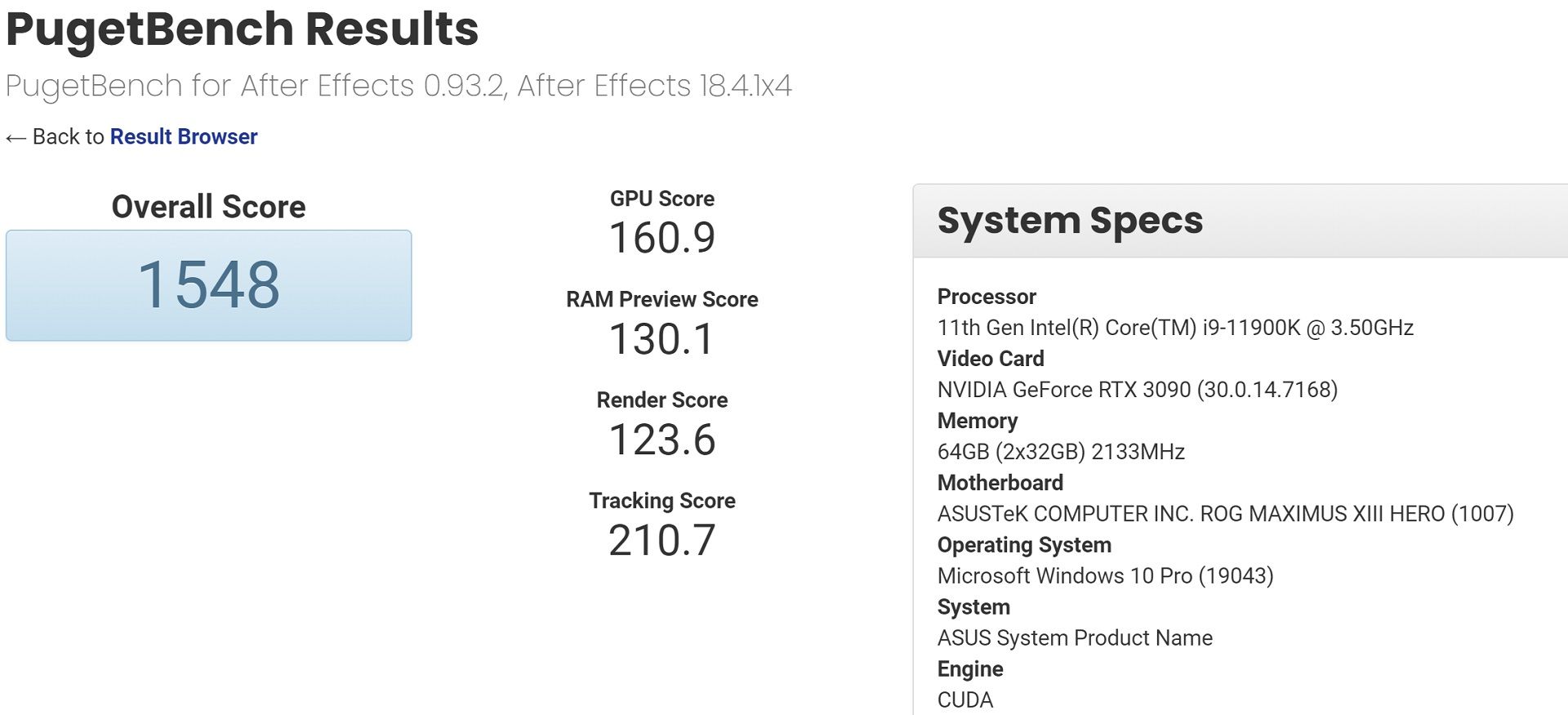 نتایج عملکرد پردازنده Core i9-11900K