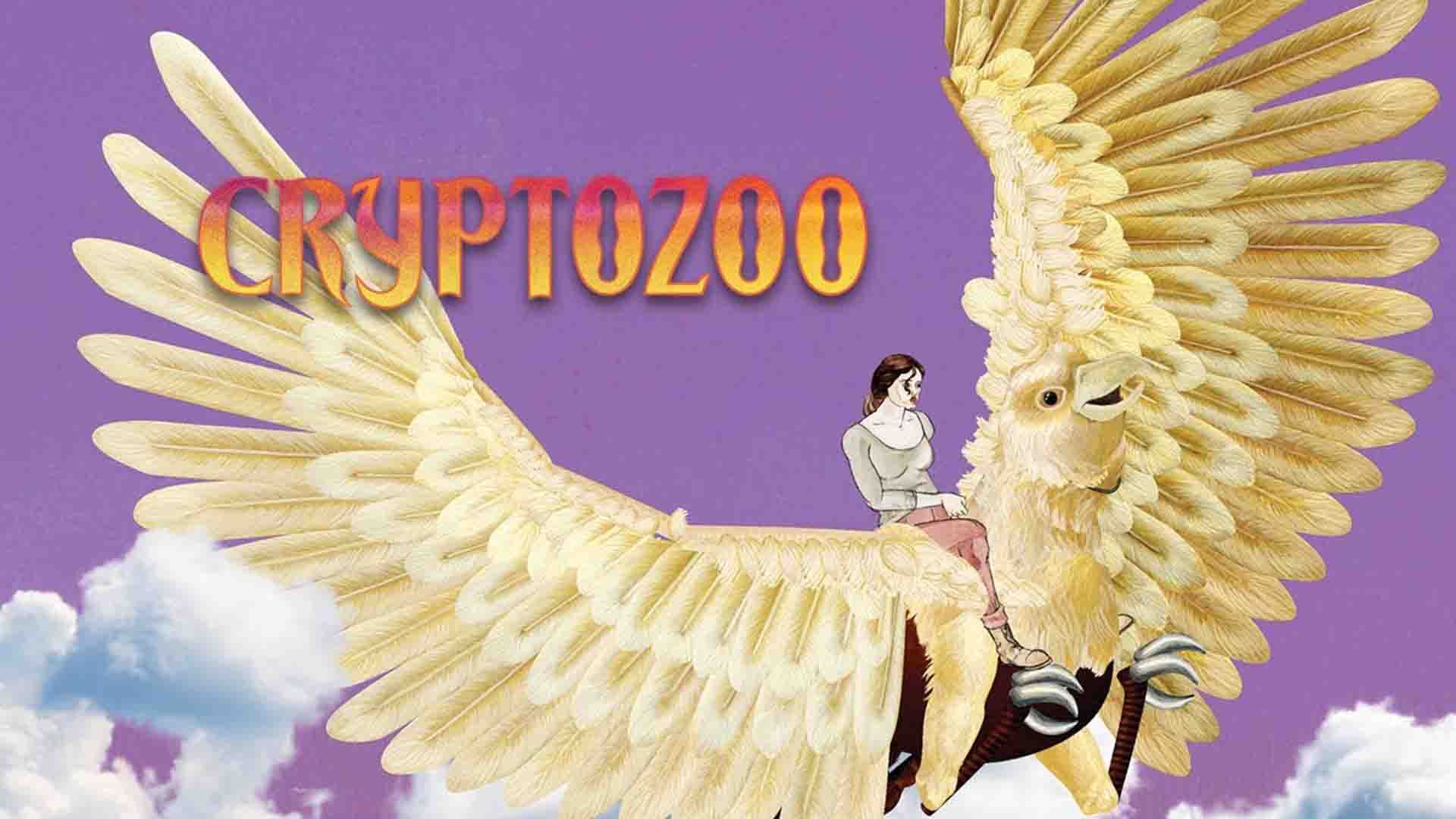 شخصیت اصلی فیلم Cryptozoo روی یک پرنده بزرگ نشسته است