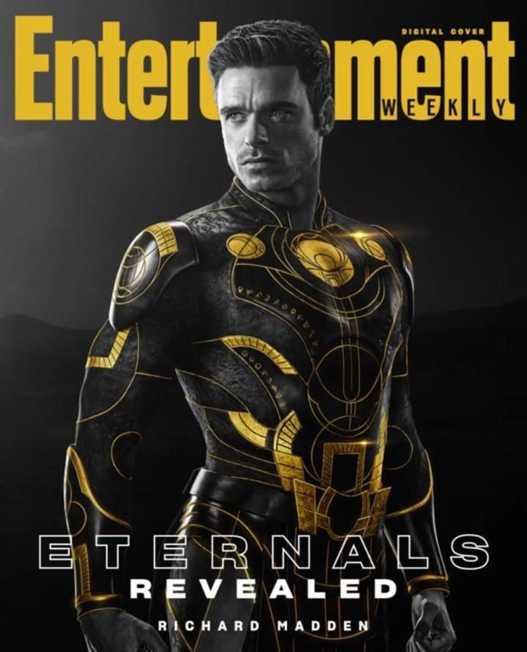 ریچارد مدن در نقش ایکاریس در تصویر روی جلد اختصاصی مجله Entertainment Weekly از فیلم Eternals