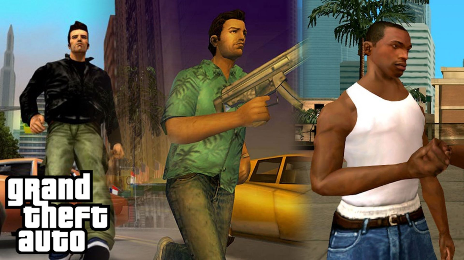 سه گانه GTA راک استار و مرد سیاه پوست با رکابی سفید