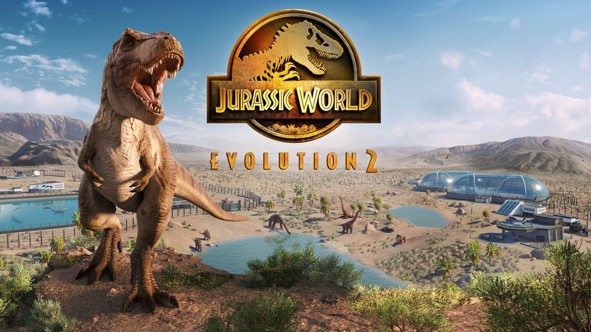 دایناسور در حال غرش در پوستر Jurassic World Evolution 2