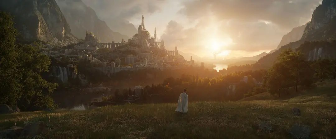 نمایی از جزیره نومه‌نور در فصل اول https://static1.colliderimages.com/wordpress/wp-content/uploads/2021/08/lotr-series-amazon-first-image.jpg