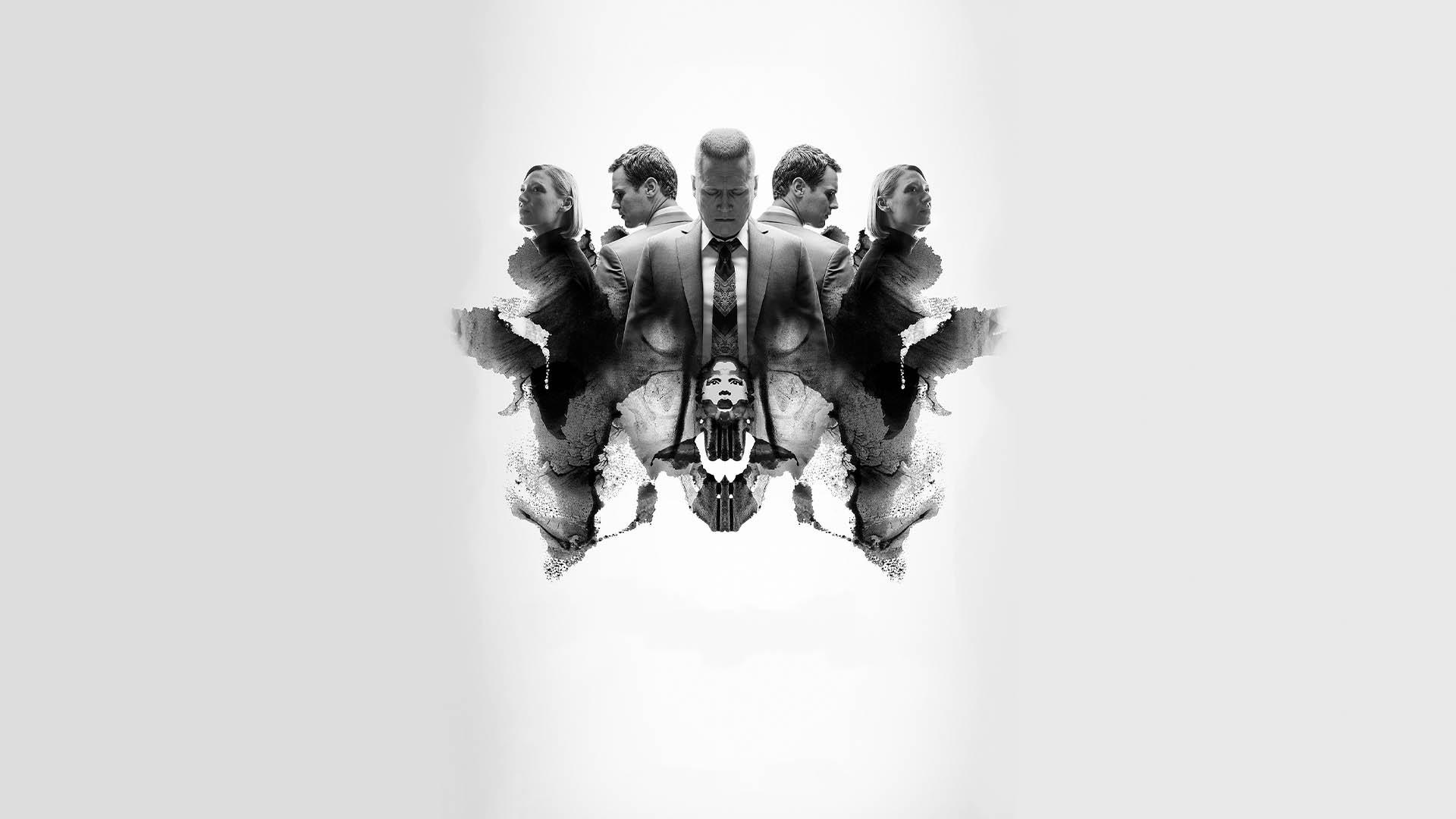پوستر سفید رنگ سریال mindhunter با حضور شخصیت‌های اصلی آن