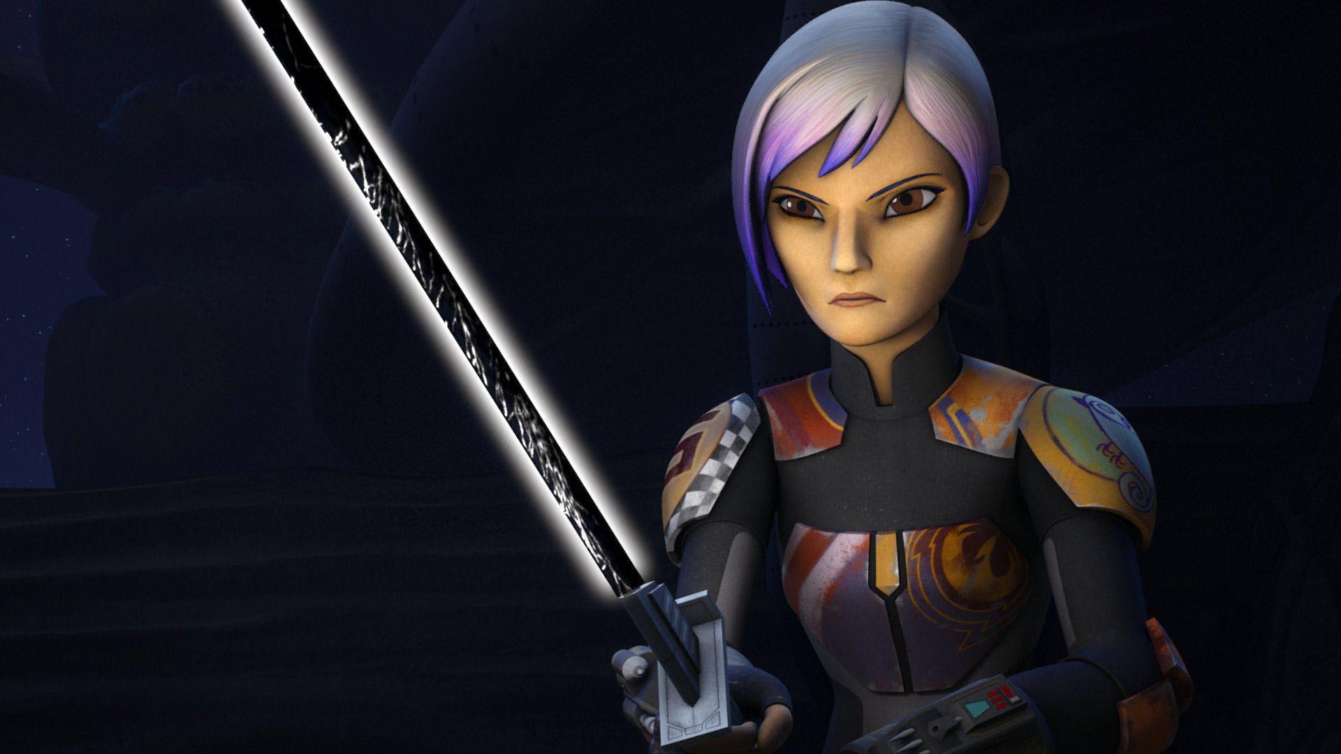 سابین رن با دارک‌سیبر در انیمیشن Star Wars Rebels