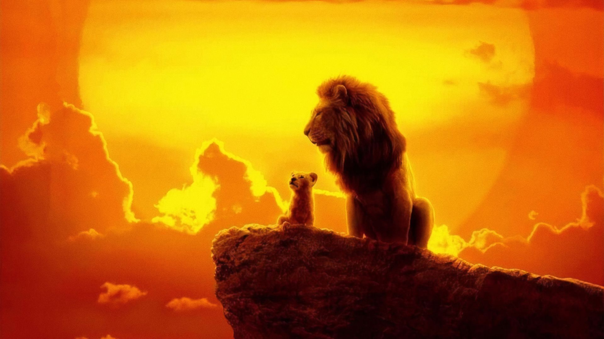 موفاسا در کنار کودکی سیبما در پوستر فیلم The Lion King