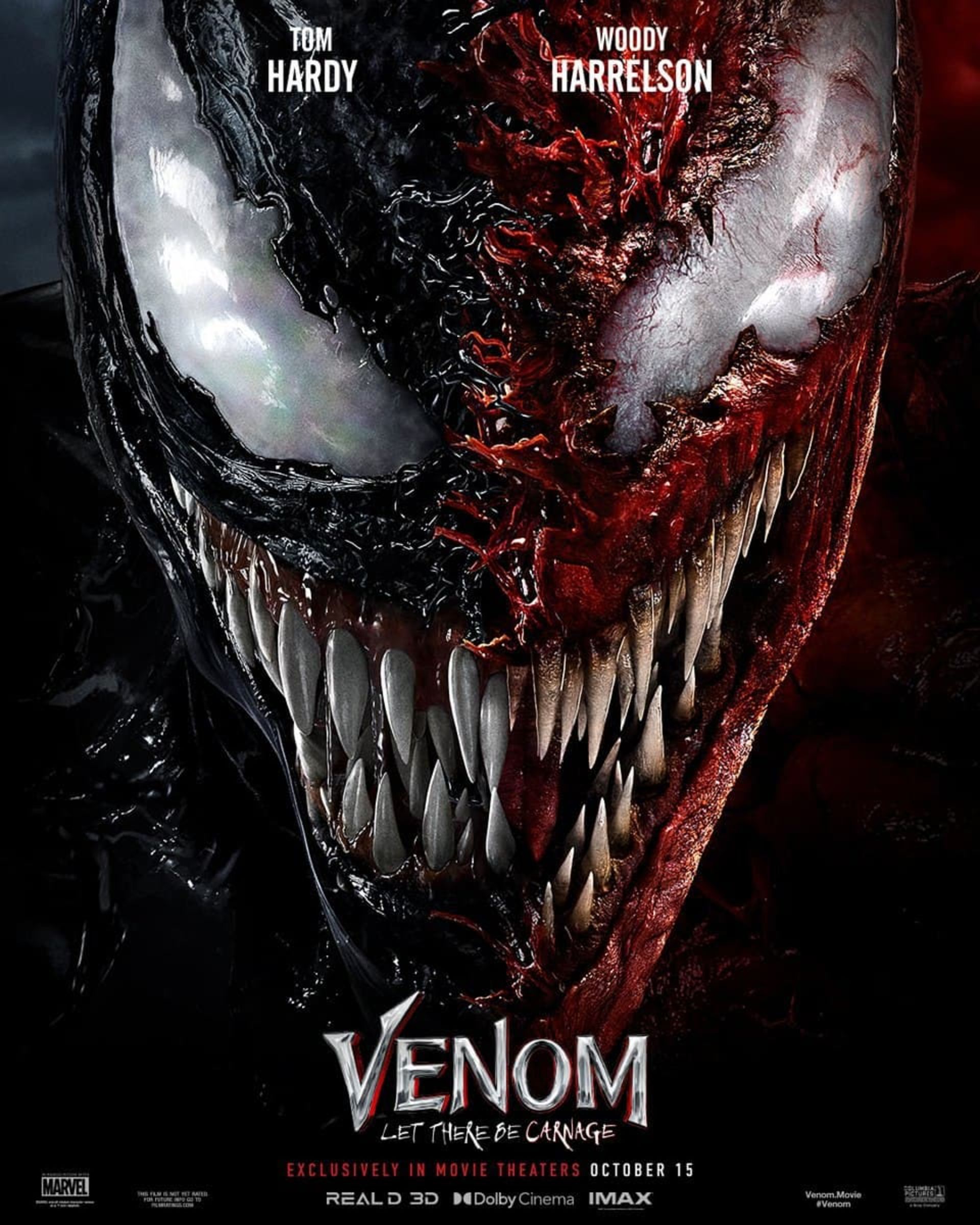 نصف صورت ونوم و کارنیج در کنار هم در پوستر جدید فیلم Venom: Let There Be Carnage