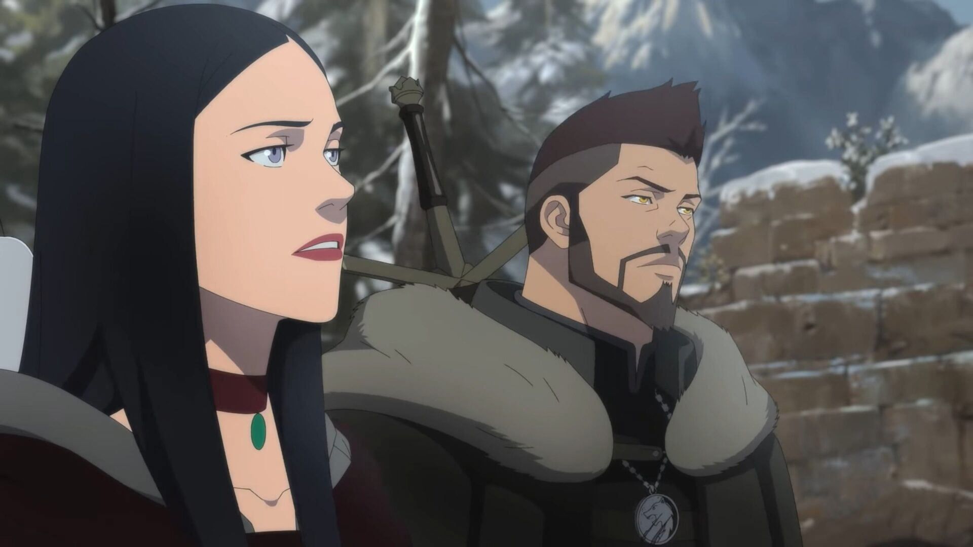 وزمیر و تترا در کنار هم در انیمه The Witcher: Nightmare of the Wolf